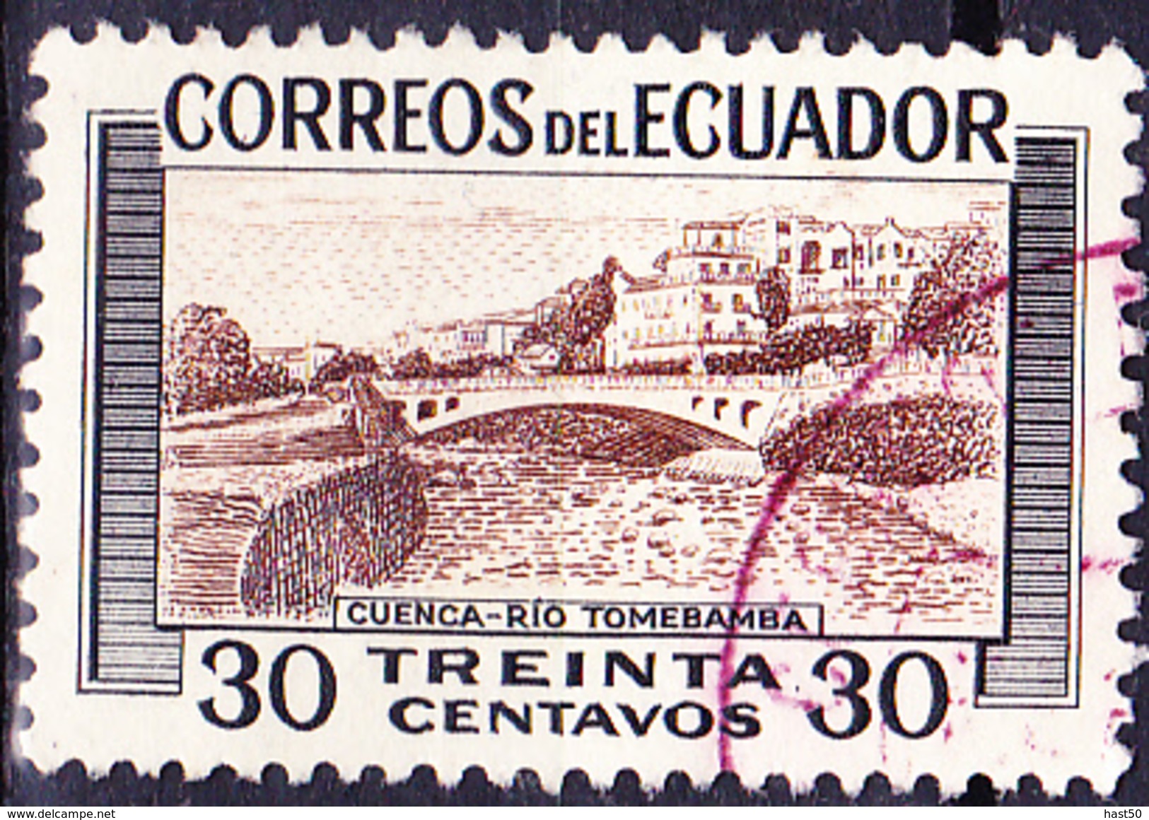 Ecuador - Cuenca Mit Tomebamba-Fluss (MiNr. 815) 1953 - Gest. Used Obl. - Equateur