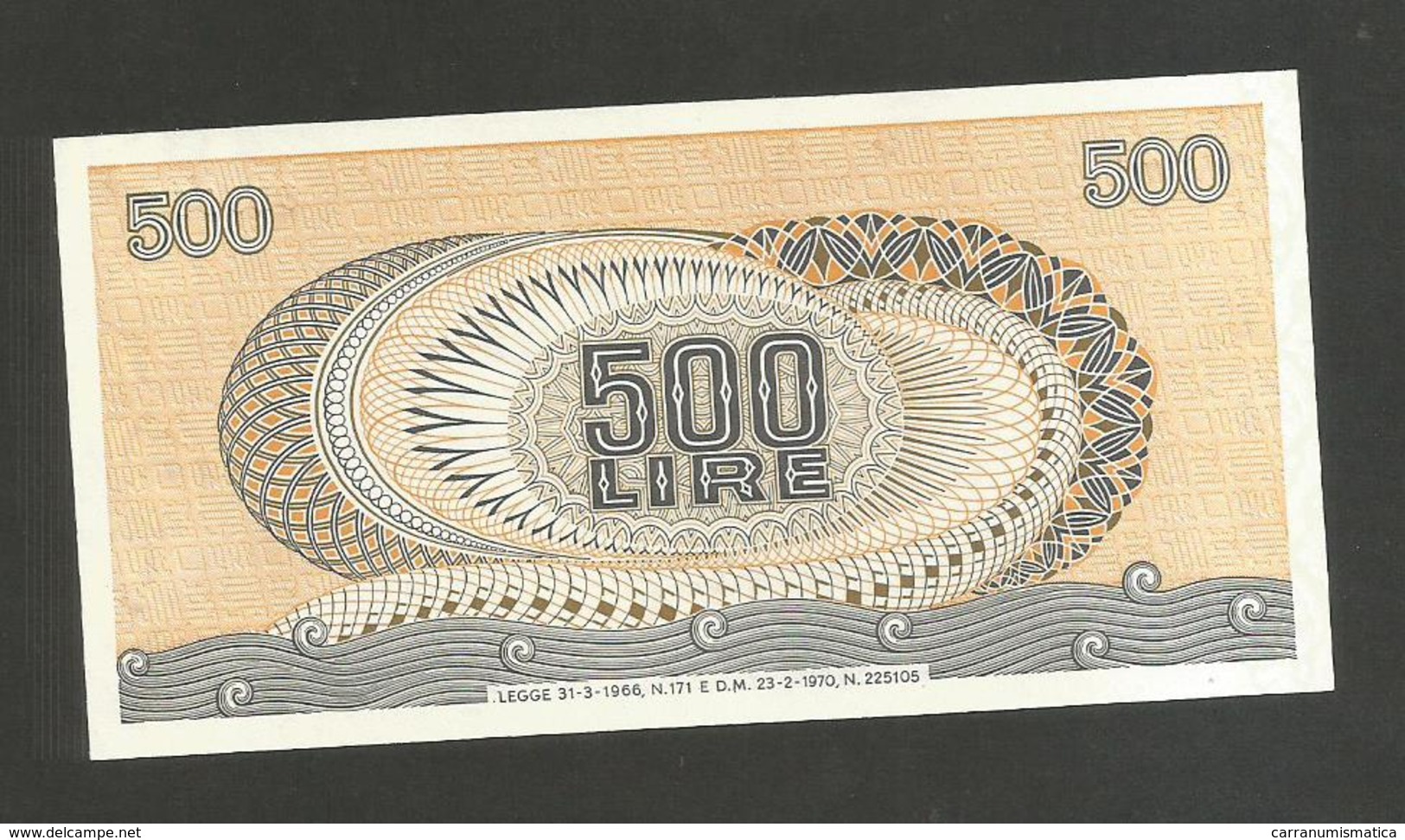 REPUBBLICA ITALIANA - 500 Lire ARETUSA (Decr. 23 / 02 / 1970) ITALIA - 500 Liras
