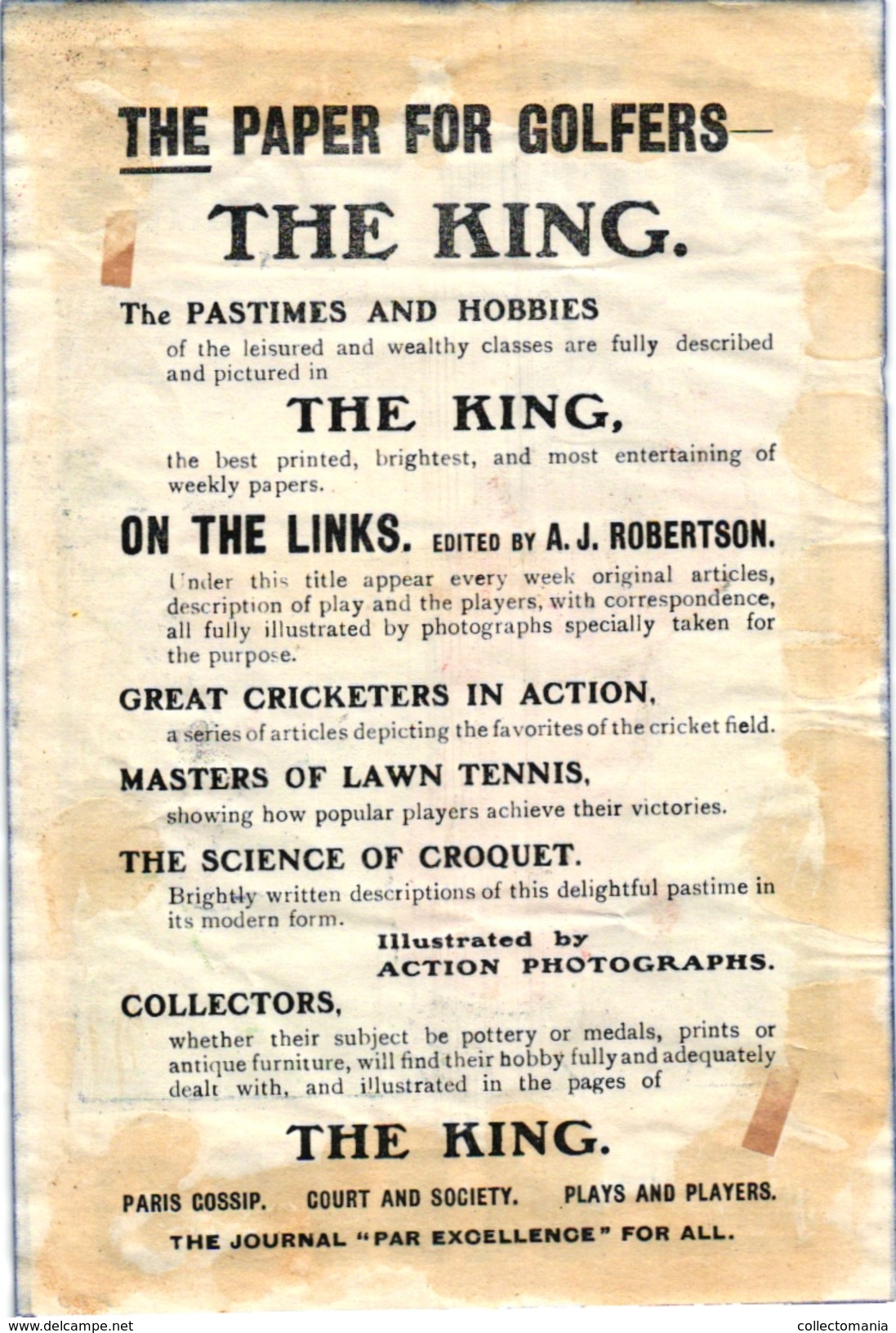 1   PUB The Paper For Golfers The King Journal  Illustr Smale  GOLF - 1900-1949