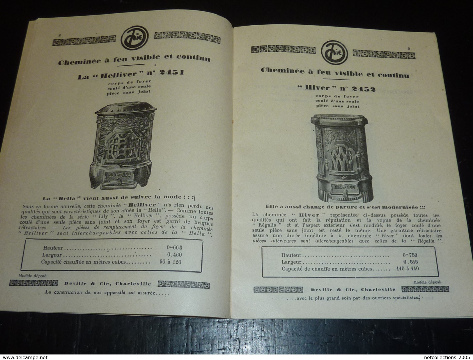 CATALOGUE PUBLICITAIRE - LES POELES CHEMINEES Et AUTRES OBJET MOBILIER DEVILLE (CHARLEVILLE (ardennes) - DOCUMENTS (2) - Home Decoration