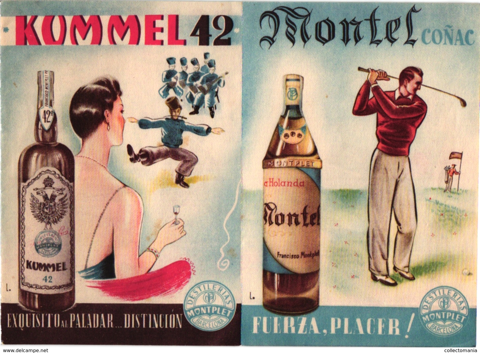 1 Brochure Pub Montel Cognac Kummel 42 Rhum Destilerias Montplet Barcelona   GOLF  Advertising Brochure - Other & Unclassified