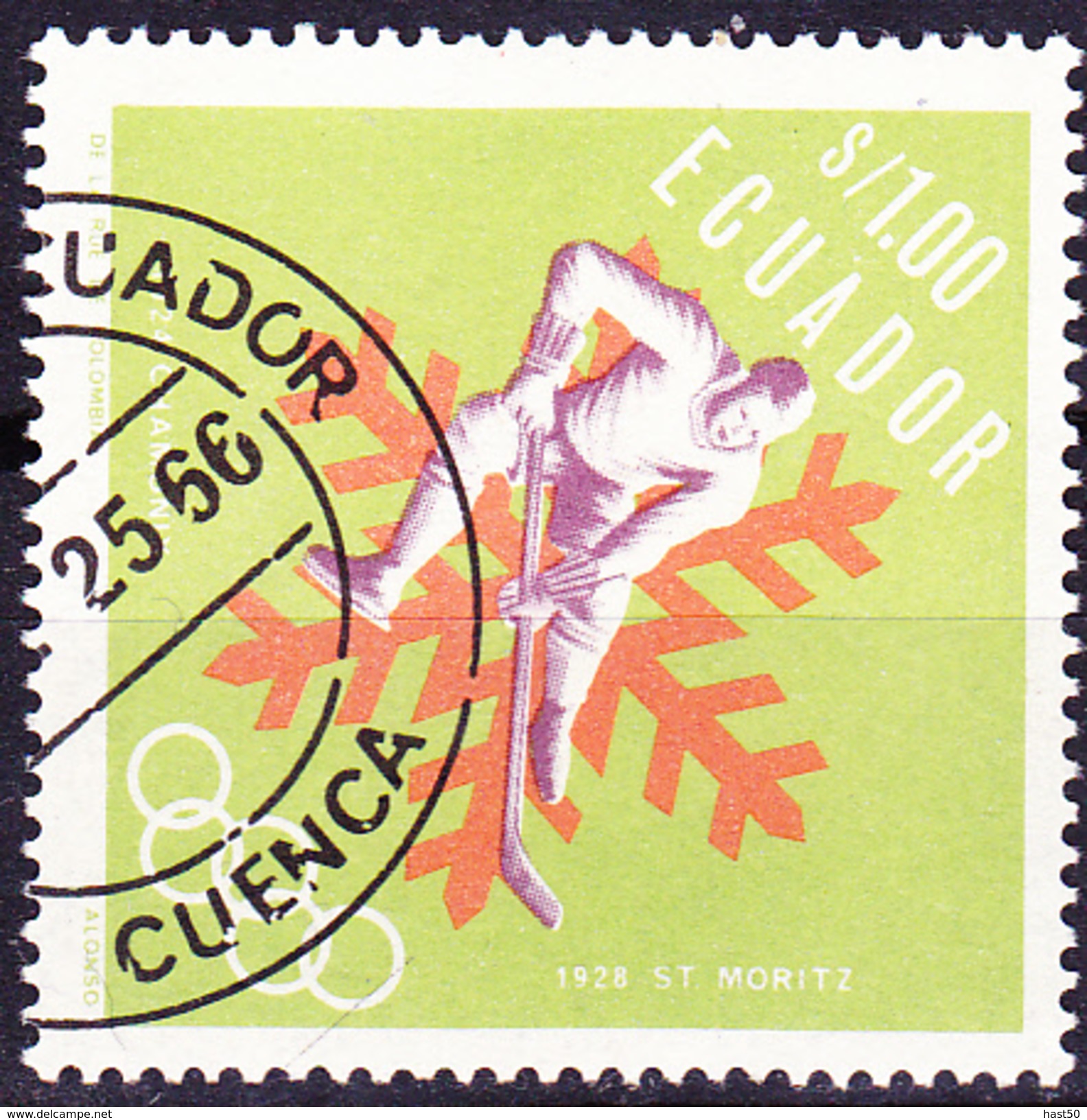 Ecuador - Olympiade Grenoble Eishockey (MiNr. 1275) 1966 - Gest. Used Obl. - Equateur