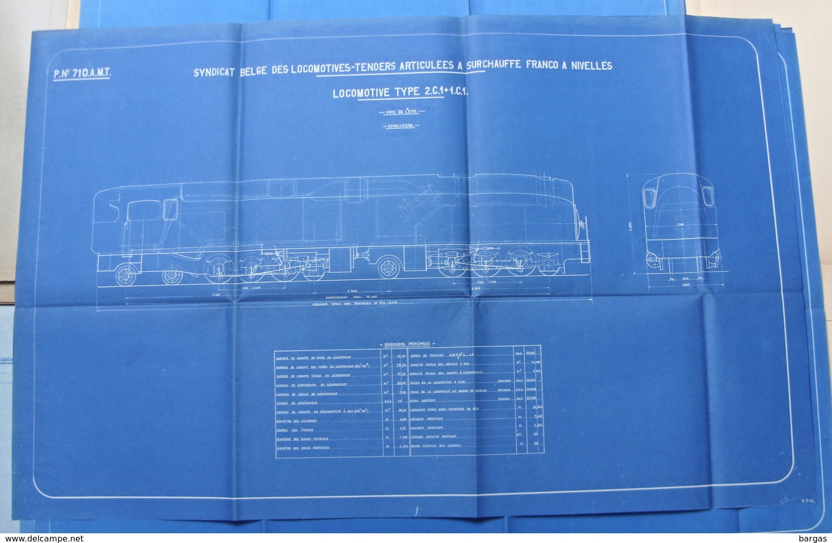 Beau Plan Des Ateliers De Tubize Nivelles Train Locomotive Tender Articulée - Ferrocarril