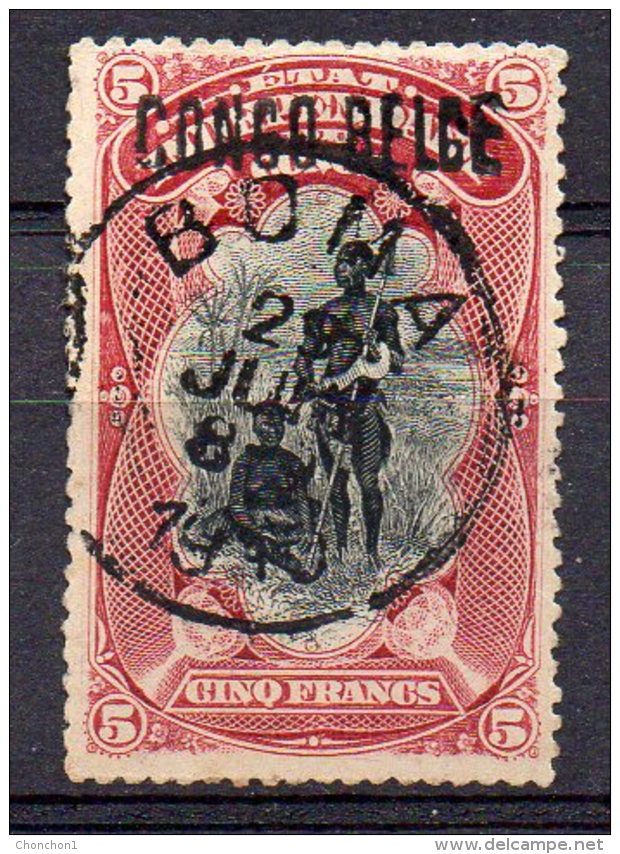 CONGO -COB 38L-  5F   SURCH LOCALE  L5 - OBL - Plié - Folded -  BB7 - Oblitérés