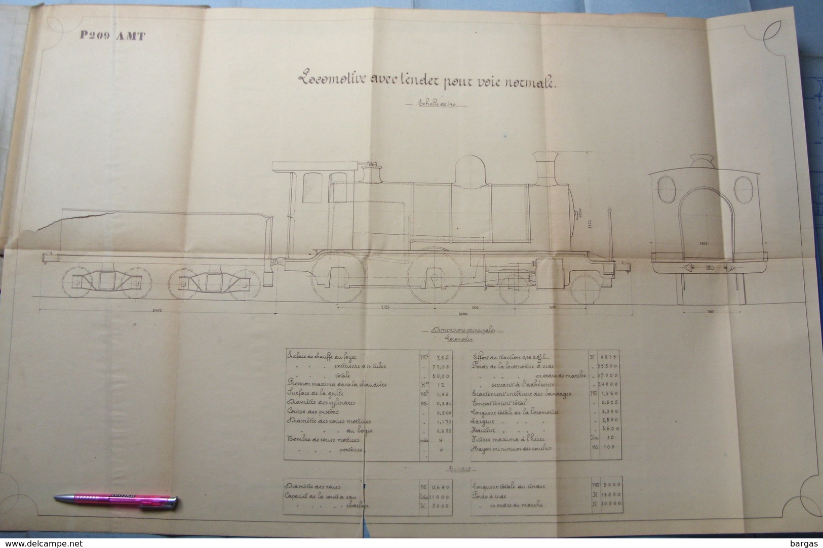 Beau Plan Des Ateliers De Tubize Nivelles Train Locomotive Avec Tender Pour Voie Normale - Chemin De Fer