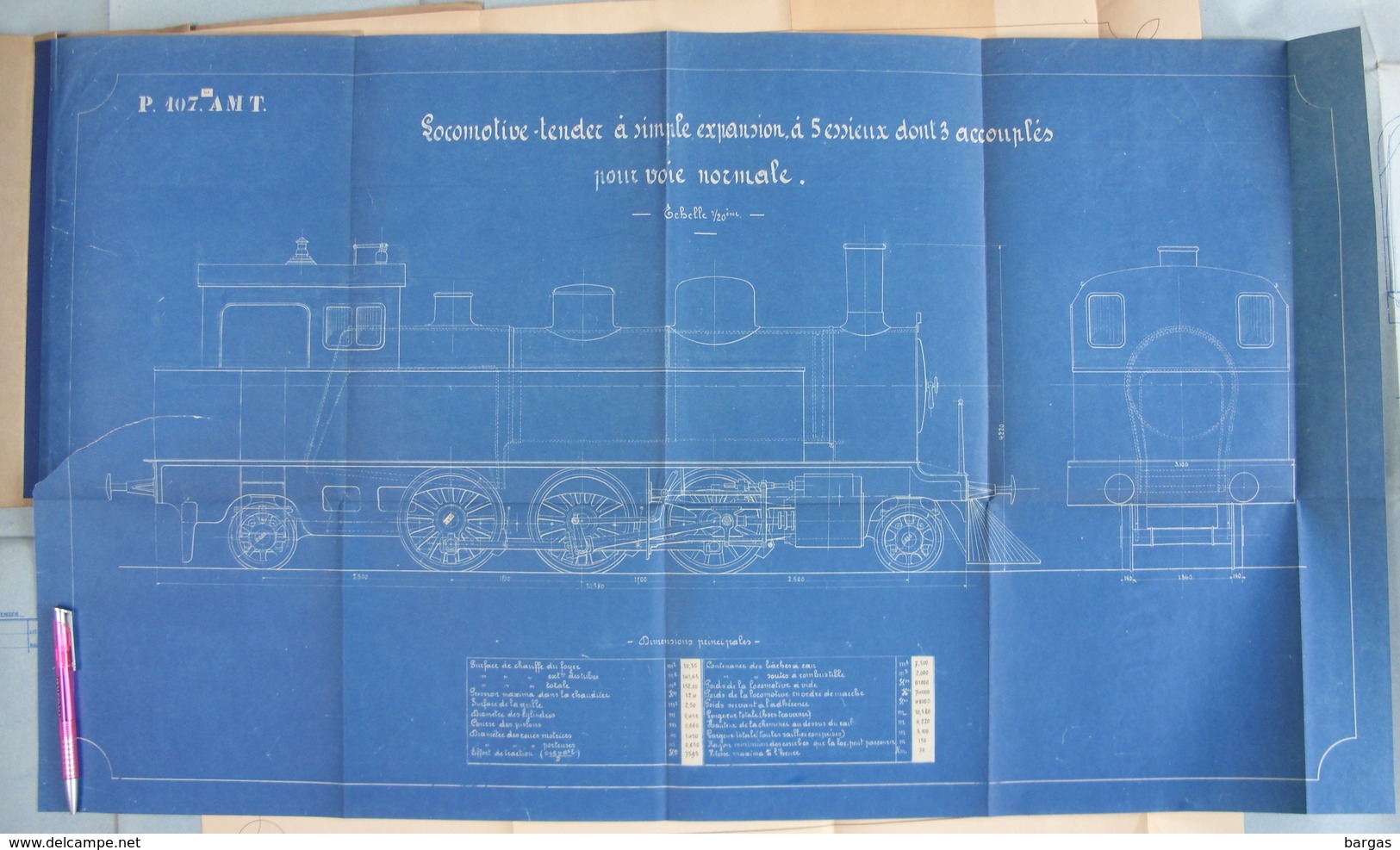 Beau Plan Des Ateliers De Tubize Nivelles Train Locomotive à Simple Expansion Pour Voie Normale - Chemin De Fer