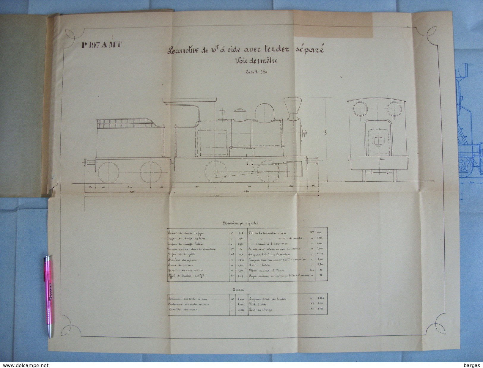 Beau Plan Des Ateliers De Tubize Nivelles Train Locomotive De 10T à Tender Séparé - Spoorweg