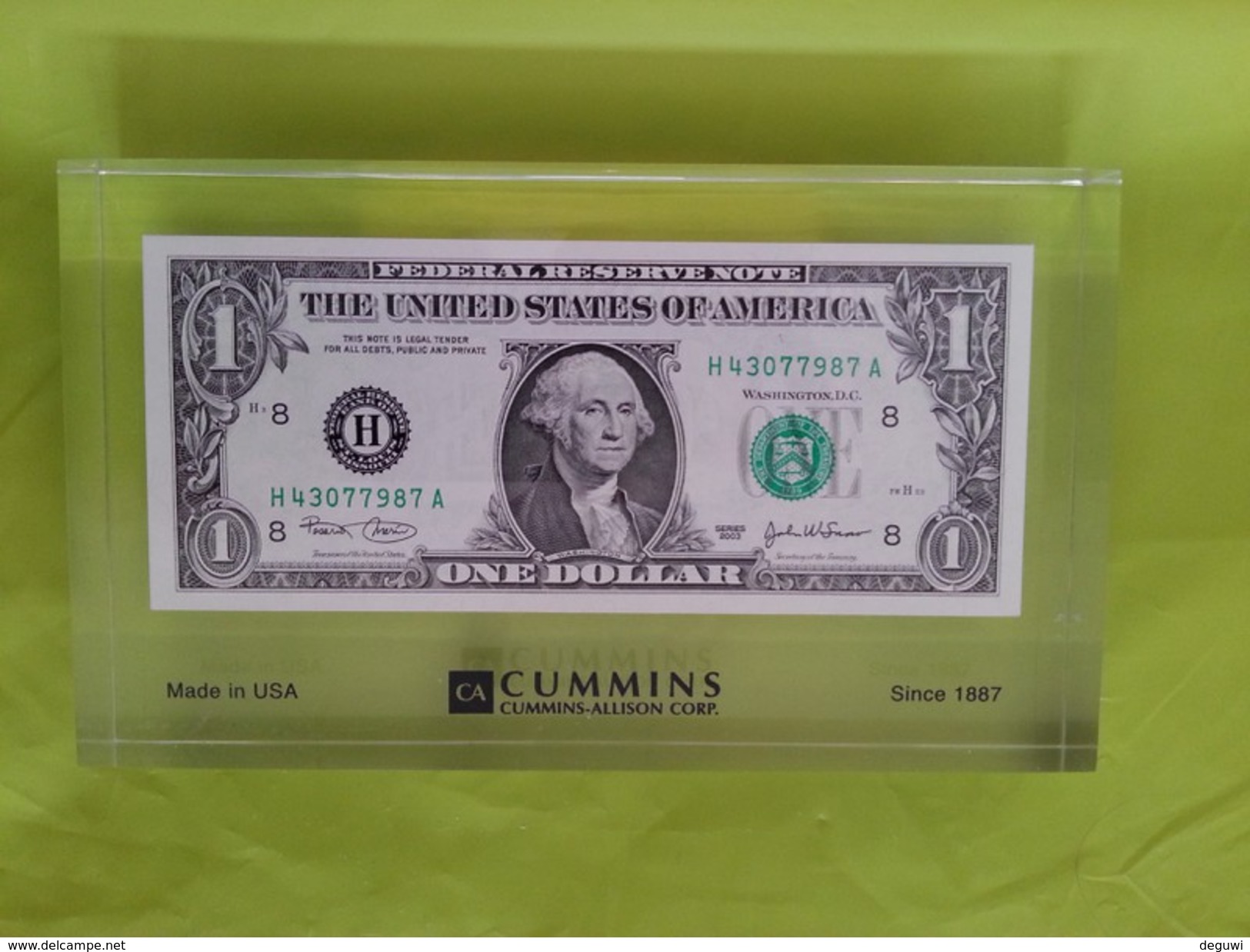 1 Dollar 2003 In ACRYL BLOCK, "by CUMMINS" 180 X 105 X 23 Mm,  RRRRR, UNC, Scarce, 515 Grams - Autres & Non Classés