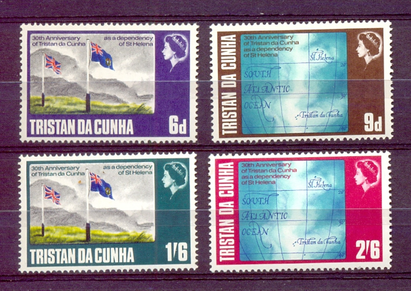 TRISTAN DA CUNHA SERIE 4v 1968 DEPENDENCY OF ST HELENA * FLAG MAP * MNH - Tristan Da Cunha