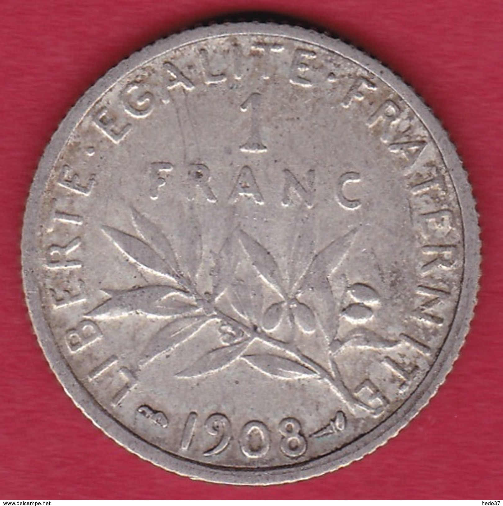 France 1 Franc Semeuse Argent 1908 - Autres & Non Classés