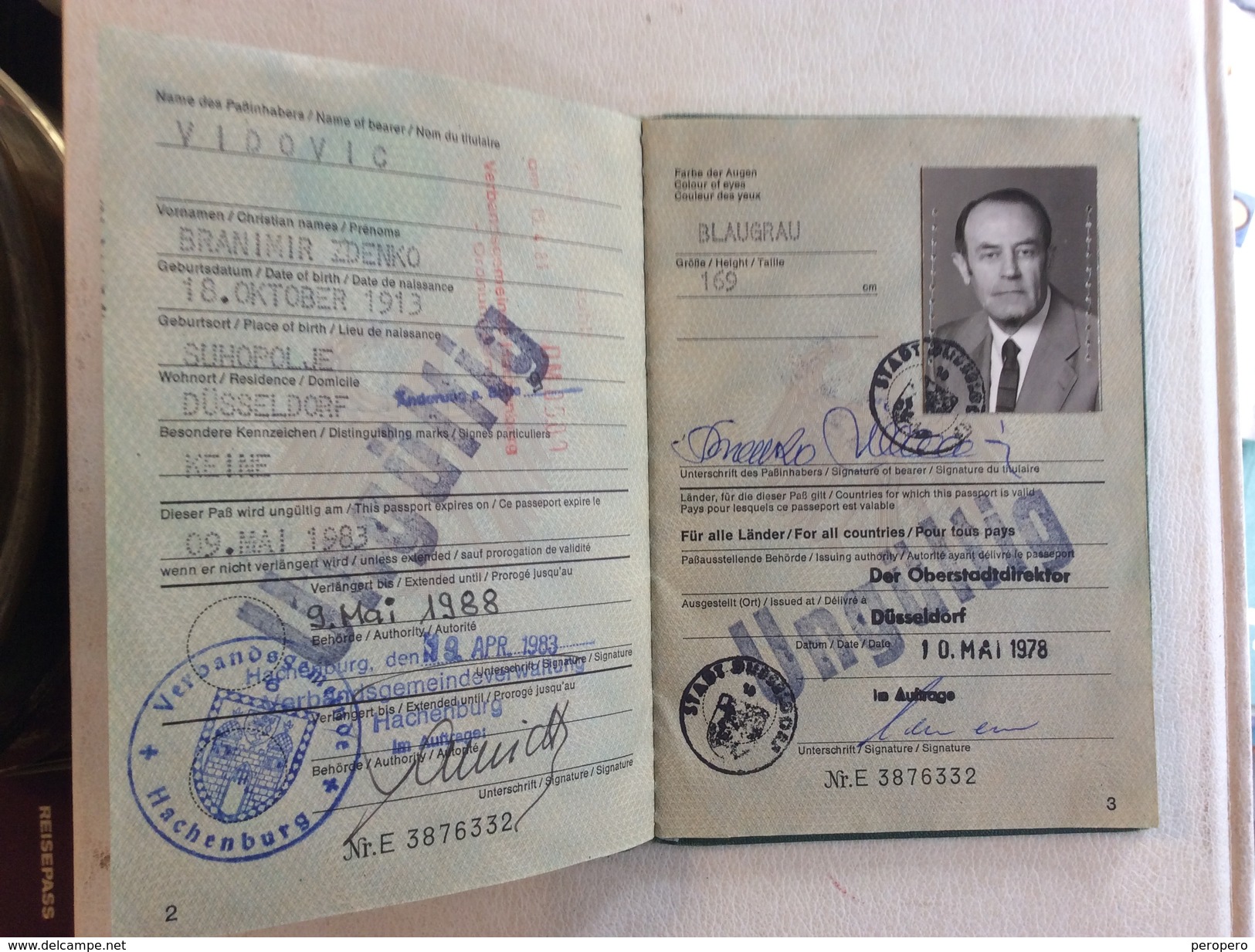 PASSPORT   REISEPASS  PASSAPORTO    BUNDESREPUBLIK  GERMANY - Historische Dokumente