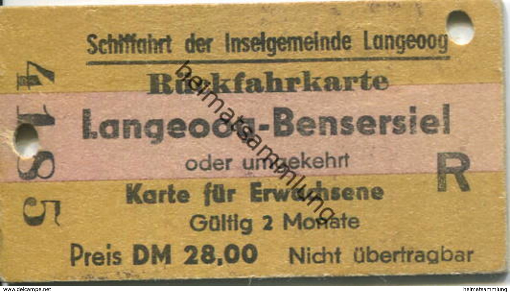 Deutschland - Schiffahrt Der Inselgemeinde Langeoog - Rückfahrkarte Langeoog-Bensersiel - Fahrkarte 1978 - Europa