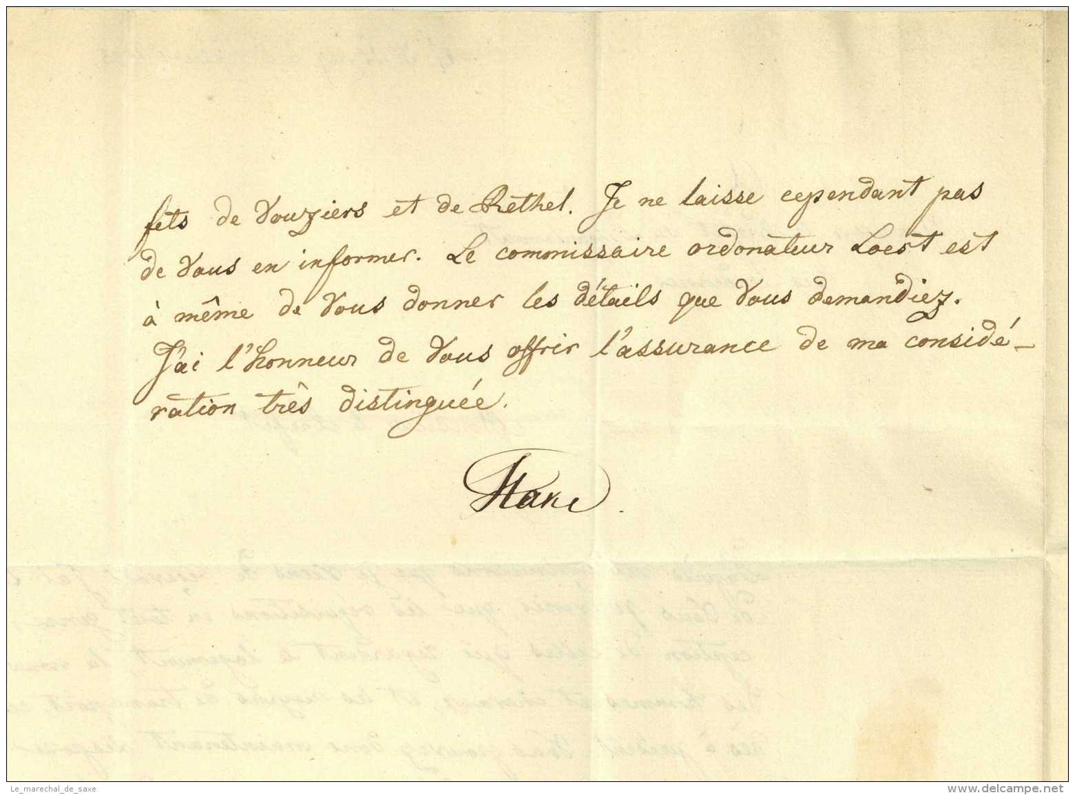 ARMEE PRUSSIENNE EN FRANCE 1815 - Stenay - General Von HAKE (1769-1835) - Mezieres Subsistance Logements - Marques D'armée (avant 1900)