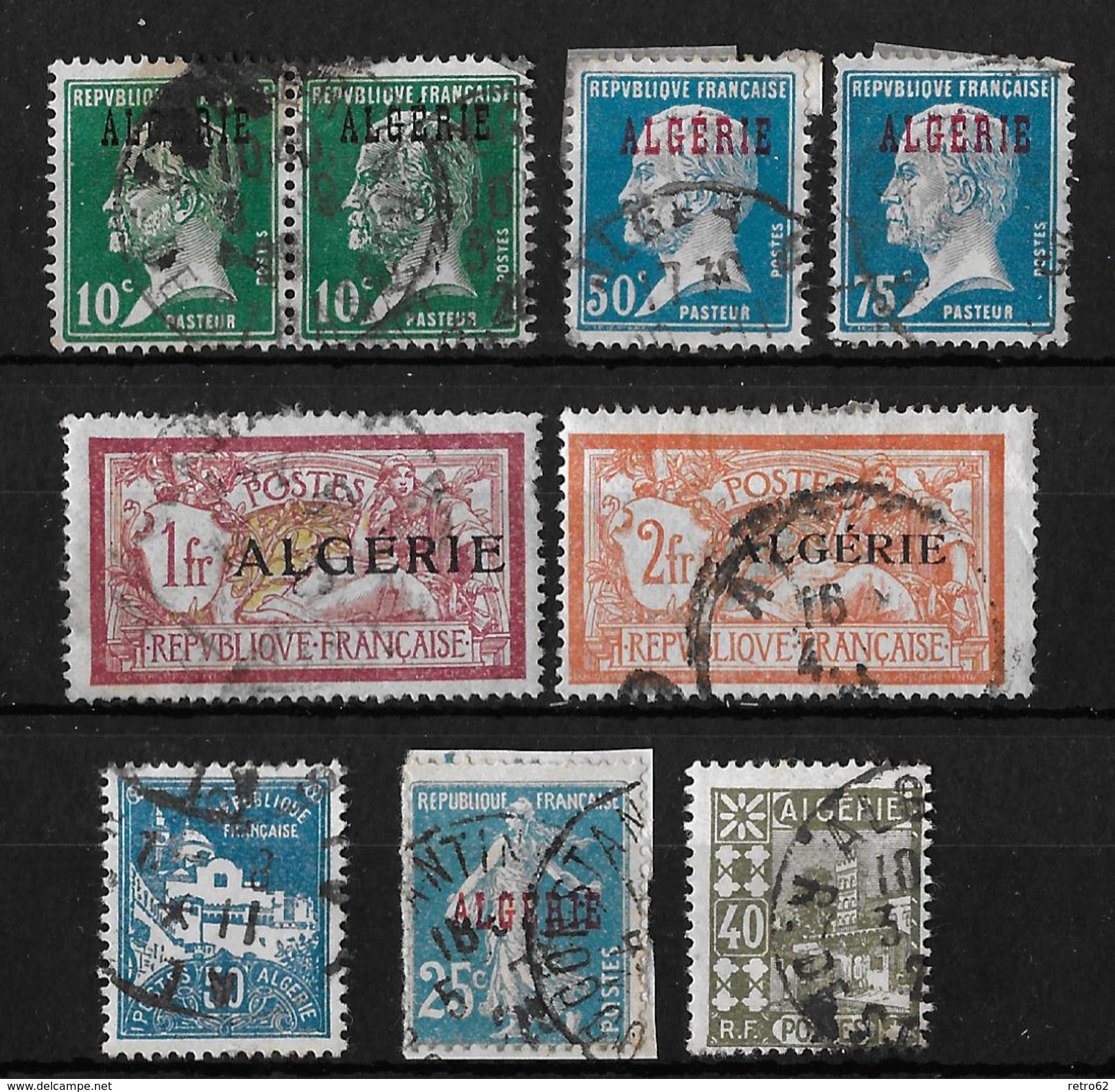 REPUBLIQUE FRANCAIS Kolonie ALGERIE &rarr; Various Stamps With Overprint ALGERIE - Oblitérés
