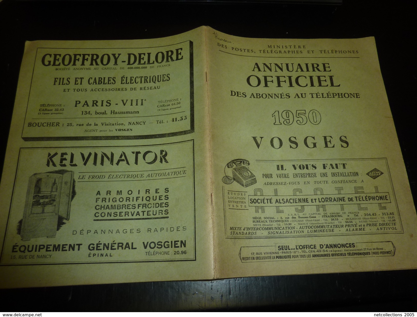 ANNUAIRE OFFICIEL DES ABONNES AU TELEPHONE 1950 VOSGES - DOCUMENT (2) - Annuaires Téléphoniques