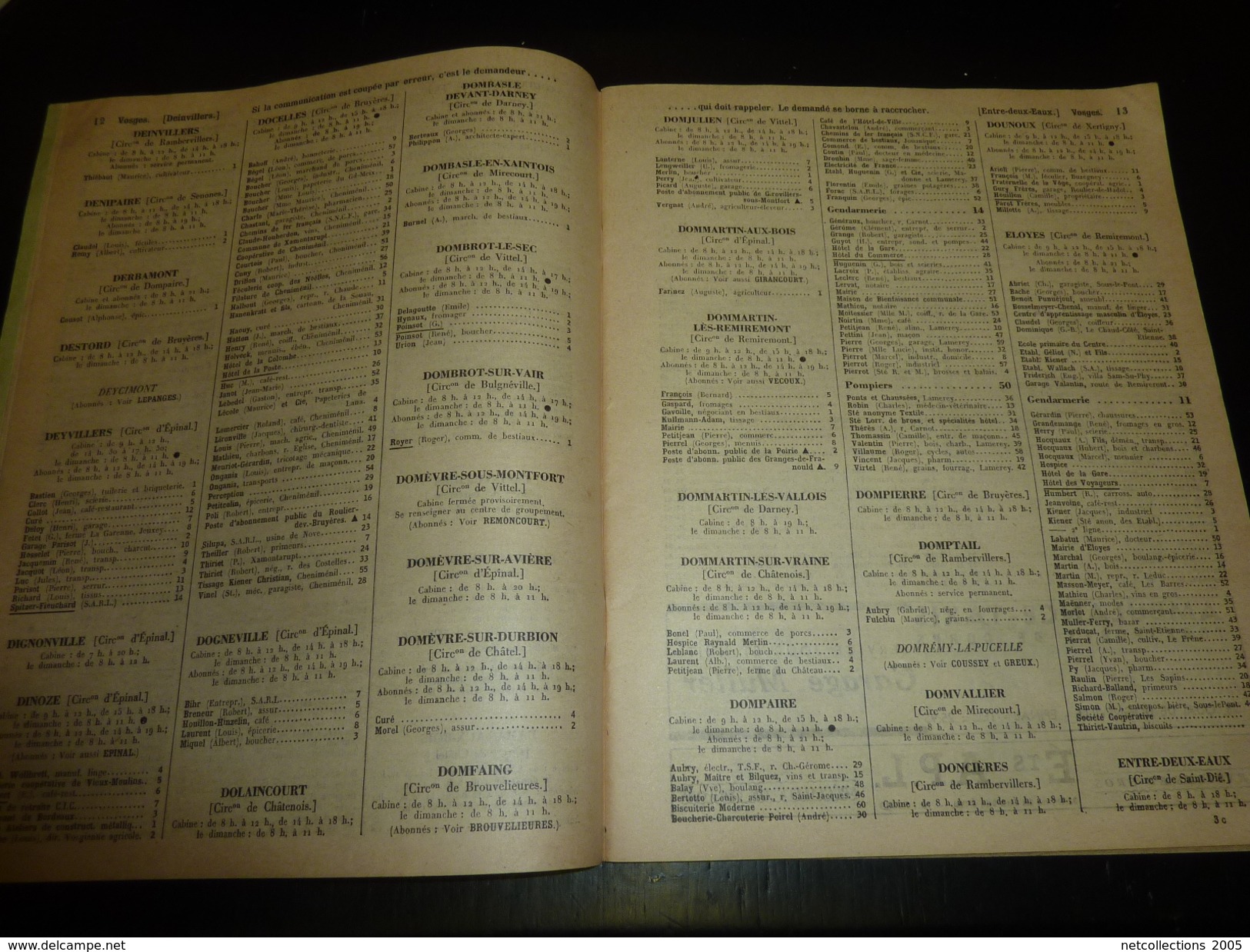 ANNUAIRE OFFICIEL DES ABONNES AU TELEPHONE 1950 VOSGES - DOCUMENT (2) - Annuaires Téléphoniques