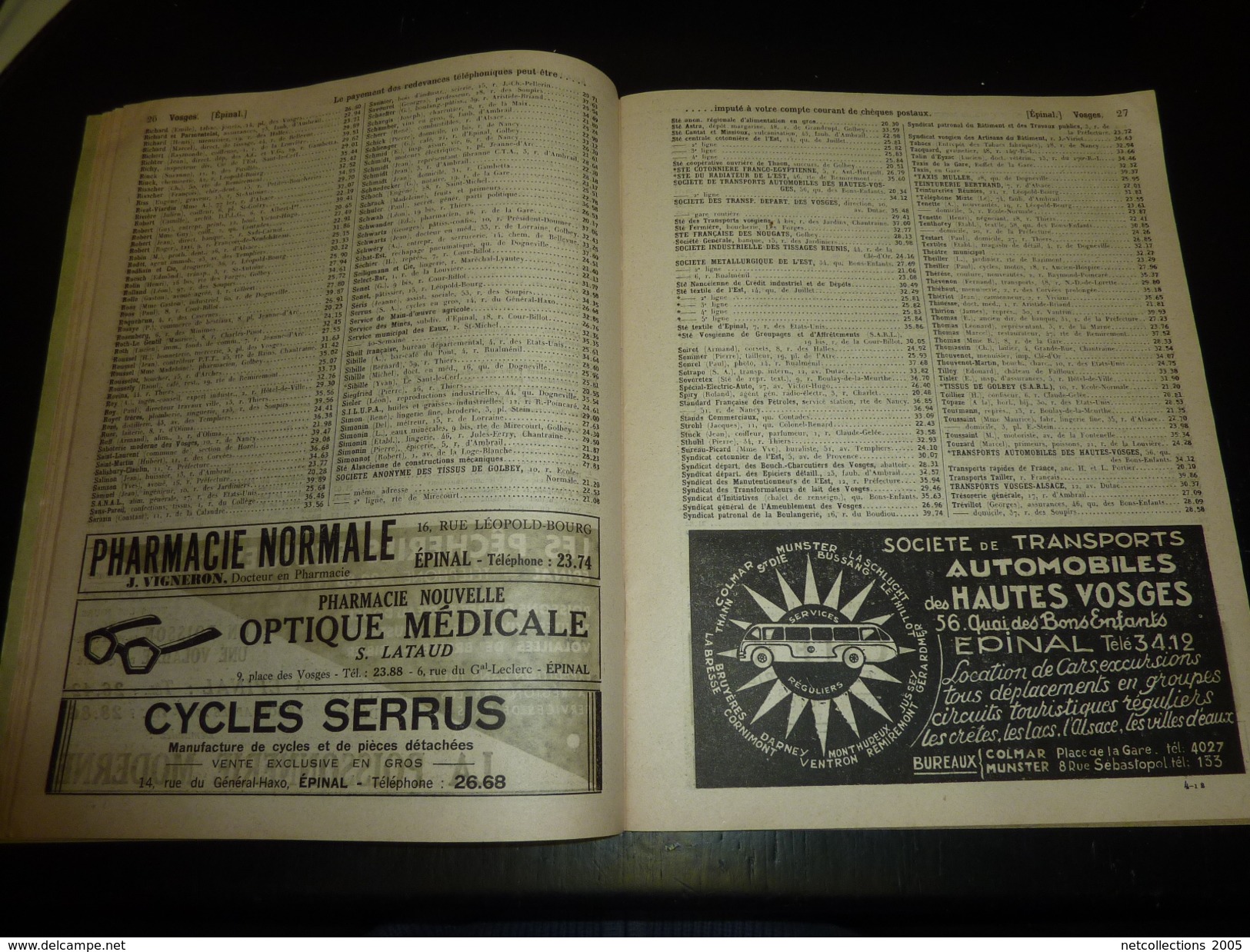 ANNUAIRE OFFICIEL DES ABONNES AU TELEPHONE 1950 VOSGES - DOCUMENT (2) - Annuaires Téléphoniques