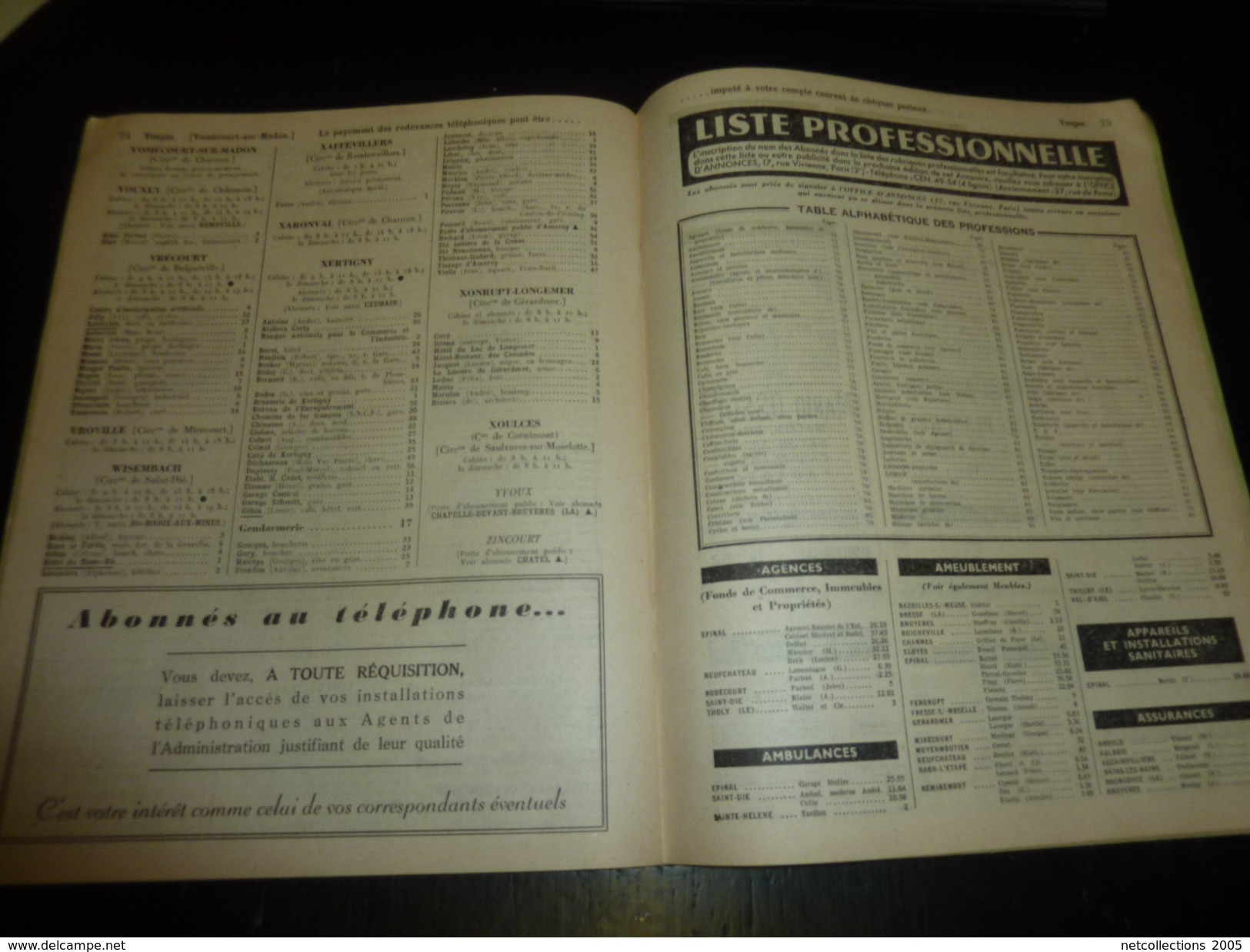 ANNUAIRE OFFICIEL DES ABONNES AU TELEPHONE 1950 VOSGES - DOCUMENT (2) - Annuaires Téléphoniques