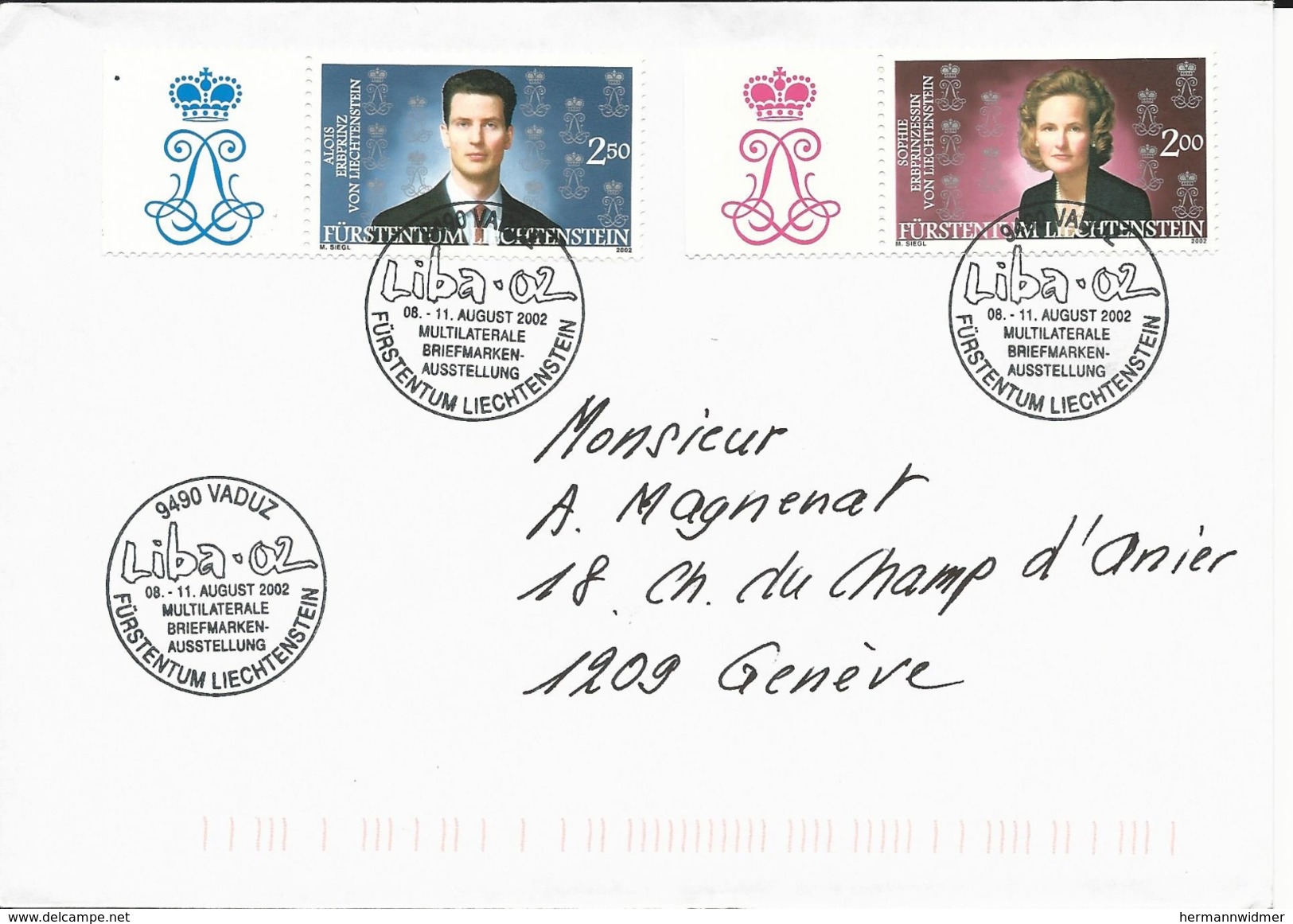 1235,1236, Couple Princier, Princesse Marie, Prince Hans-Adam II, LIBA 02 - Covers & Documents