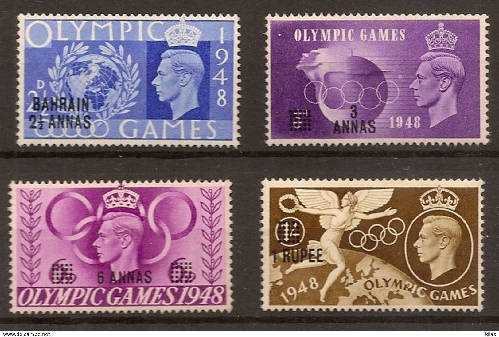 BAHARIN 1948, Olympic Games  Overprints On UK Stamps - Sommer 1948: London