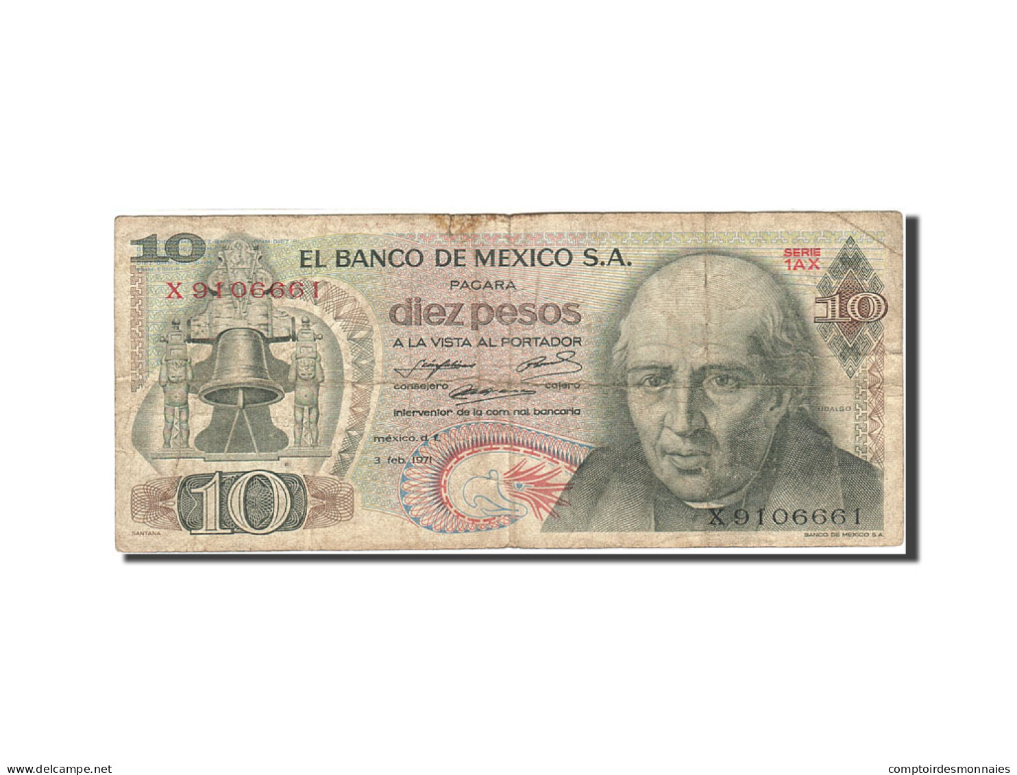 Billet, Mexique, 10 Pesos, 1969-1974, 1971-02-03, KM:63d, TB - Mexico
