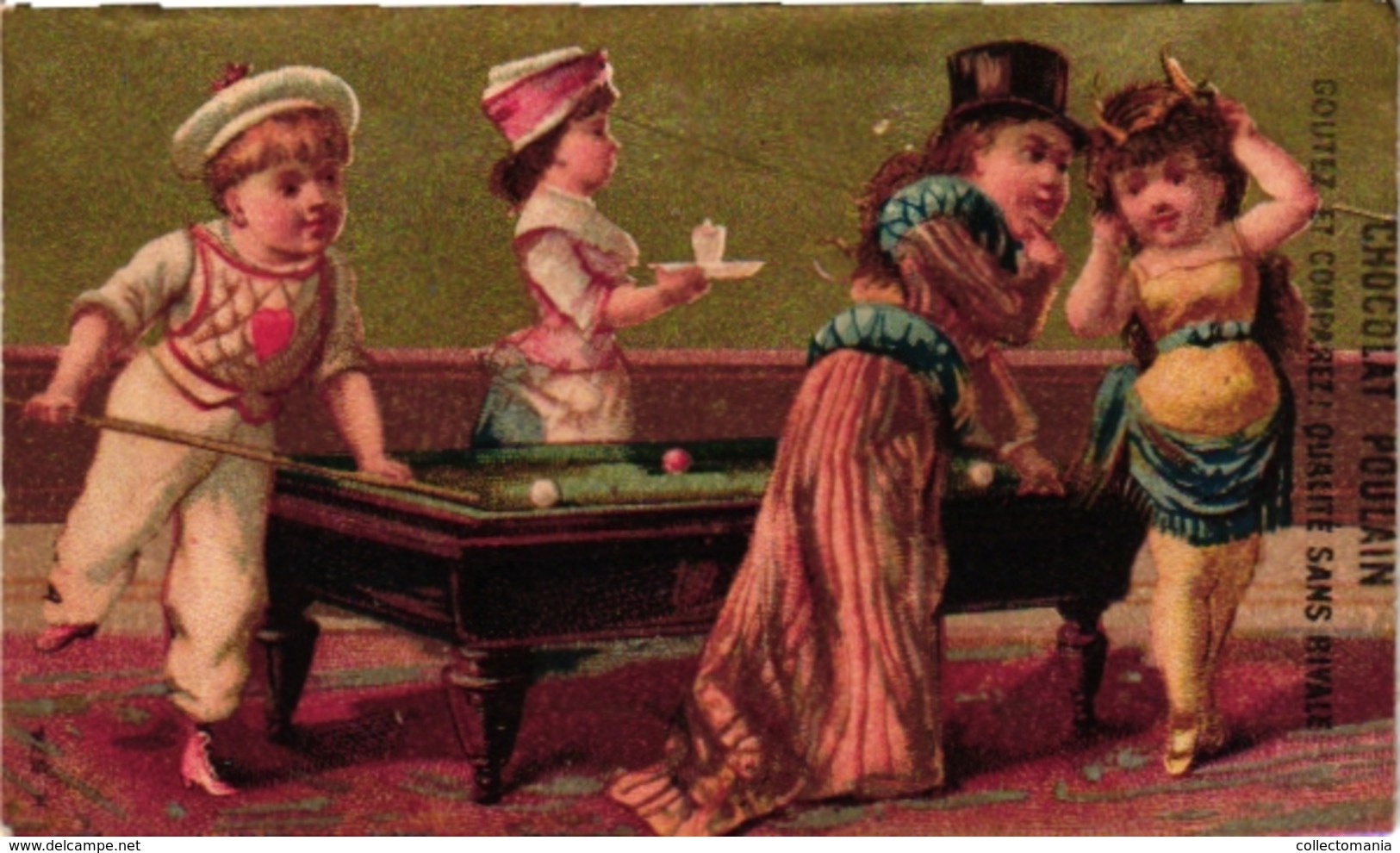 3 Cards Pub A La Ville De Cluny   Chocolat Poulain   Boisson & Fils  BILJART   Billard  Children Playing  Billiards - Billard