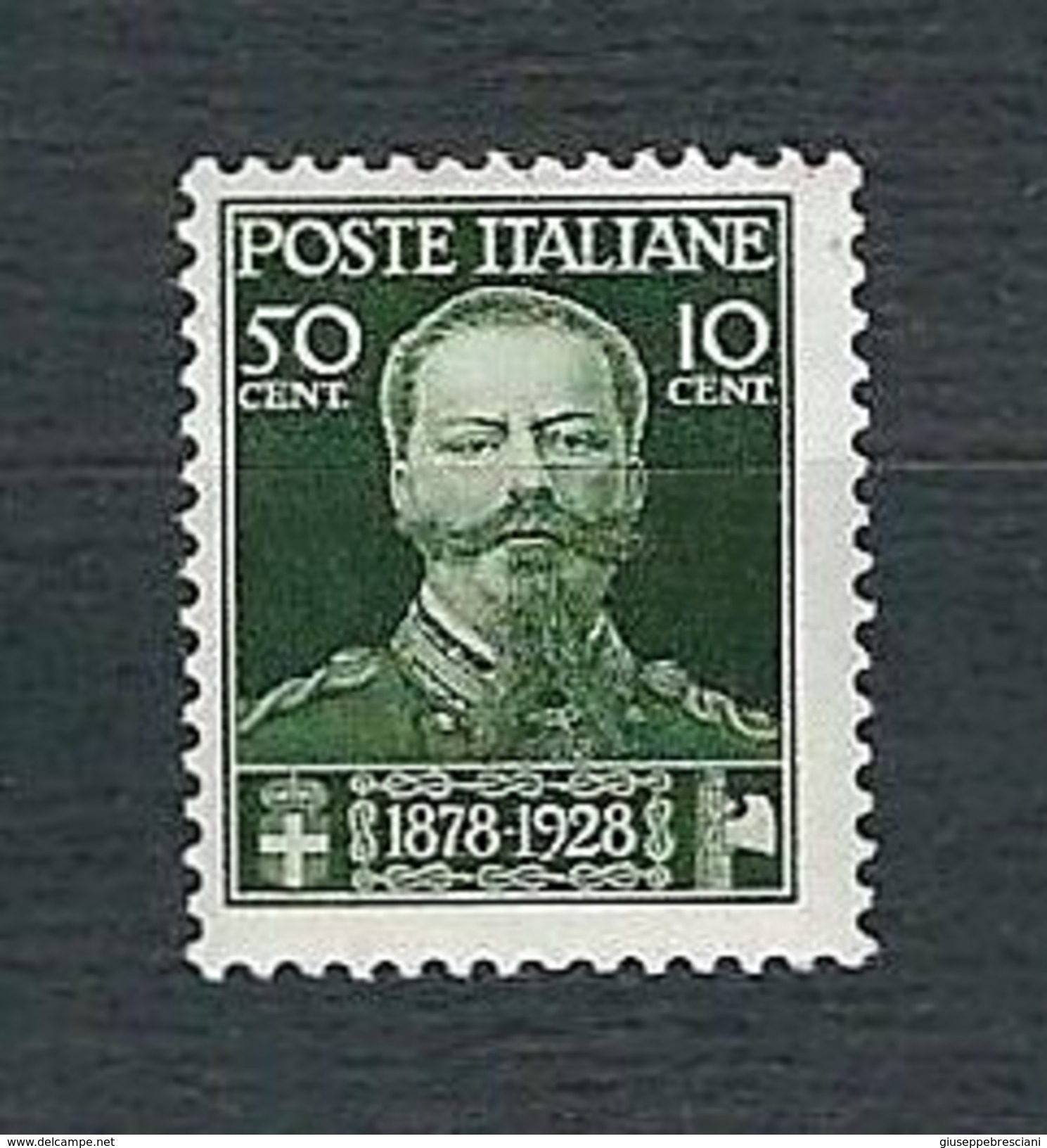 ITALIA 1929 - Cinquantenario Della Morte Di Vittorio Emanuele II - 50 C. + 10 C. Verde Oliva - MNH - Sassone 239 - Nuovi