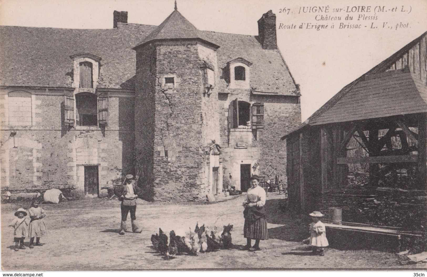 JUIGNE Sur LOIRE ( M. Et L. ) - Château Du Plessis Route D'Erigné à Brissac. Personnages, Enfants.( Carte Animée ). - Autres & Non Classés