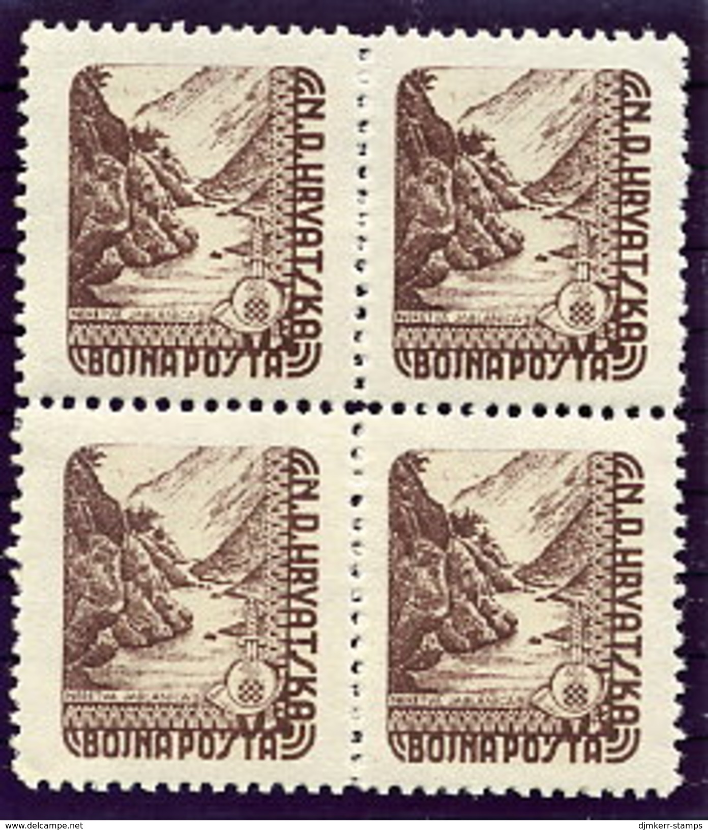 CROATIA 1945 Field Post Stamp In Block Of 4 MNH / **.  Michel 2 - Kroatien