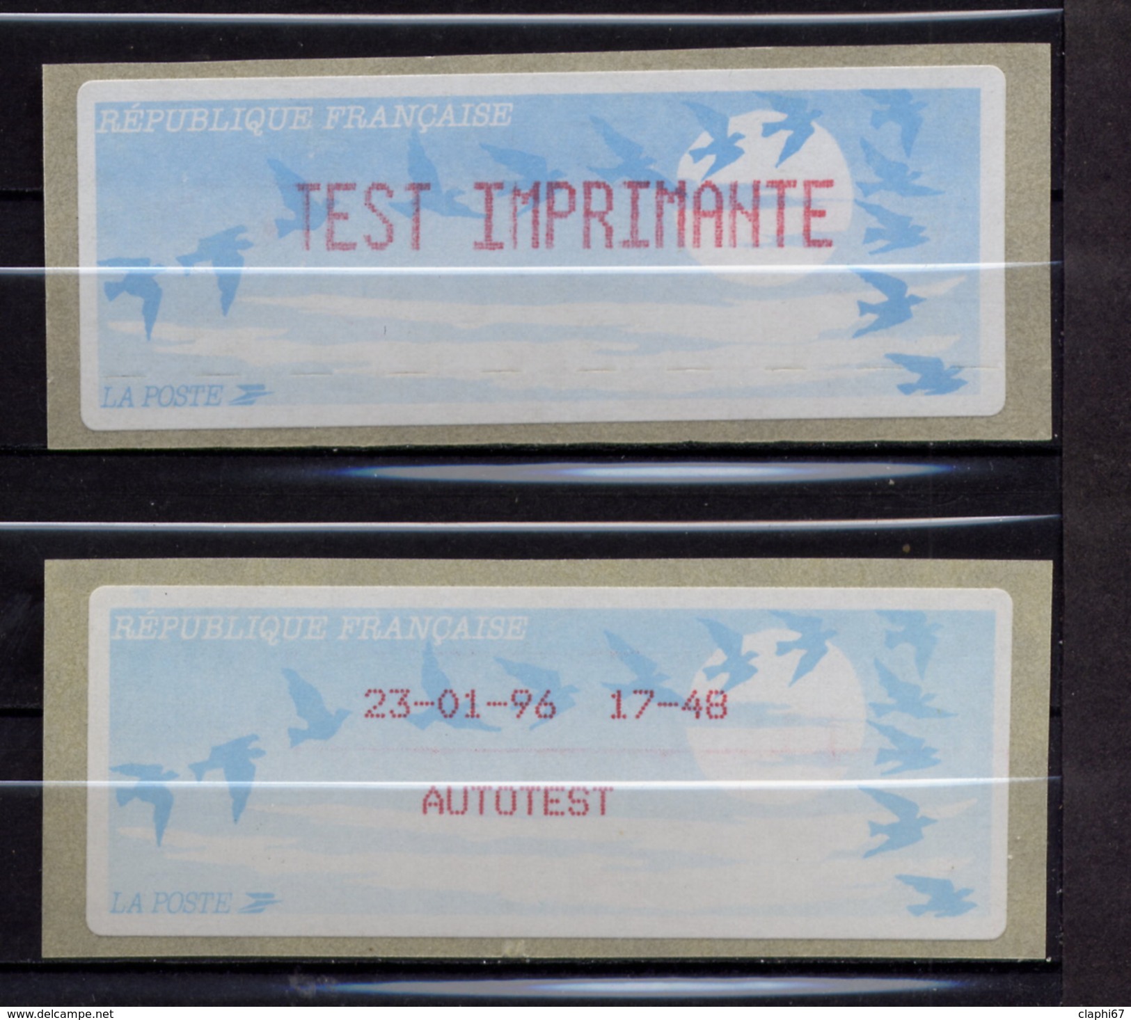 Type Oiseaux 2 Vignettes Autotest Et Test Imprimante - 1990 Type « Oiseaux De Jubert »