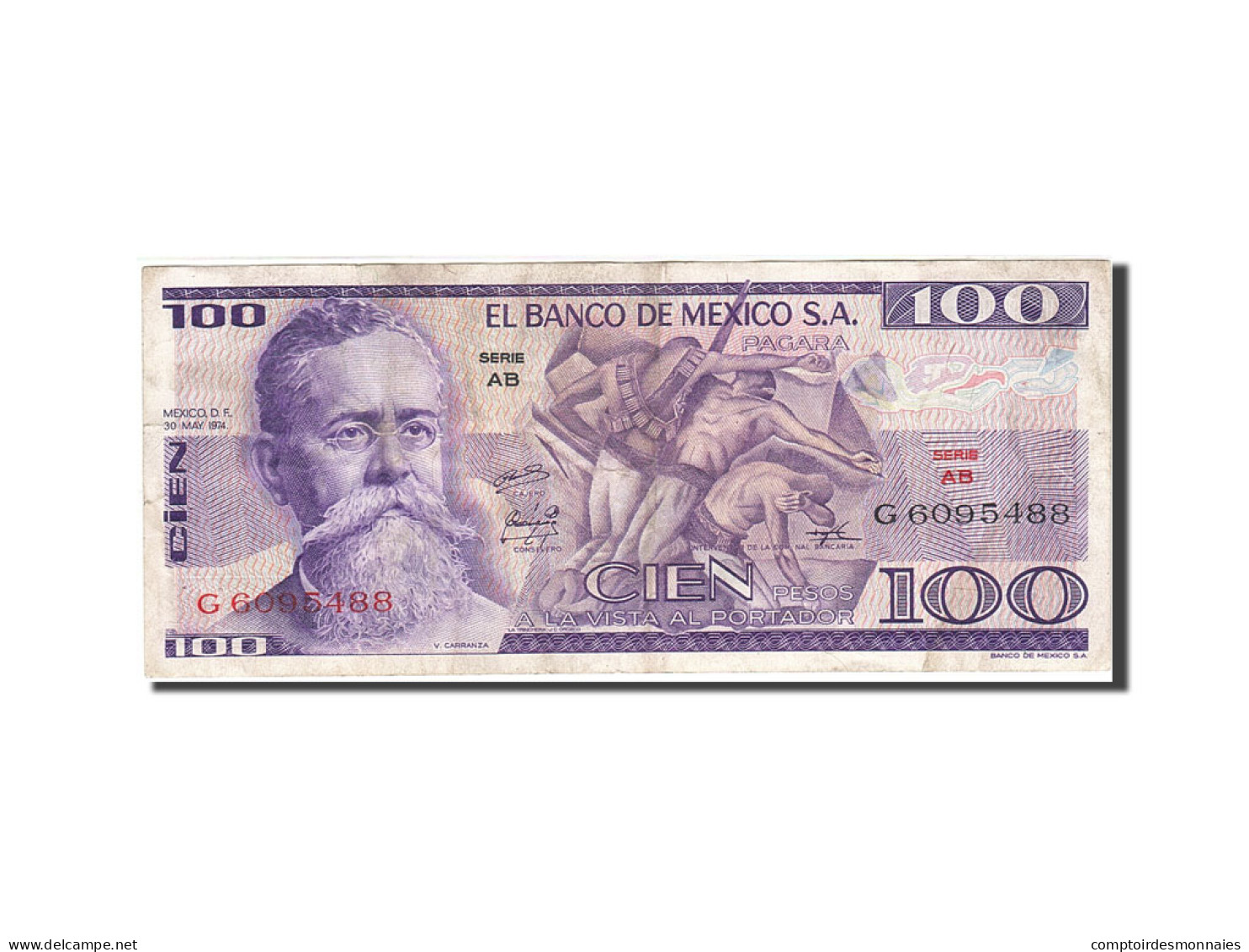 Billet, Mexique, 100 Pesos, 1969-1974, 1974-05-30, KM:66a, TB+ - México