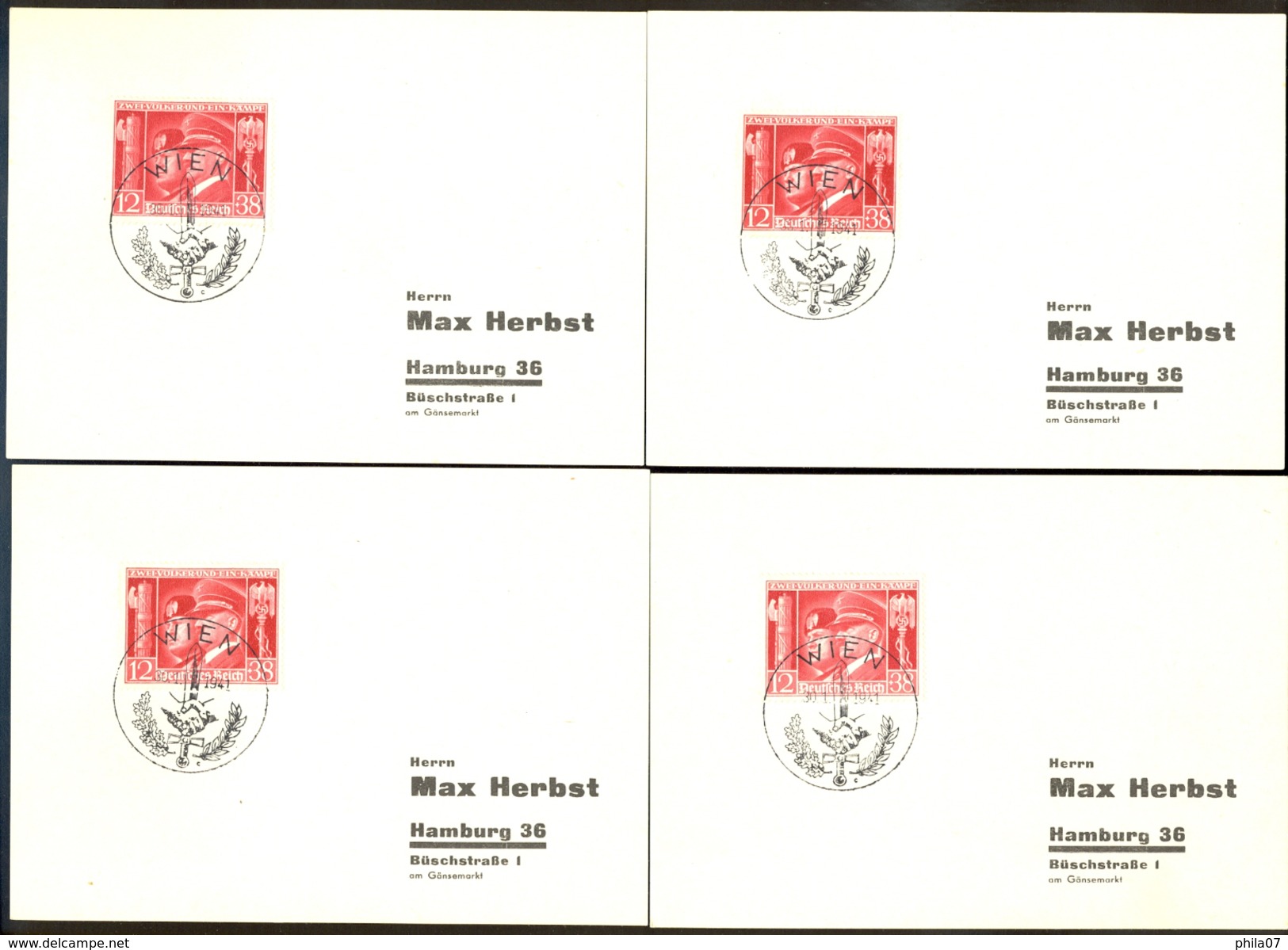 Germany WWII - Military Theme, Commemorative Cards, 5 Pieces, With Commemorative Cancel / 4 Scans - Sonstige & Ohne Zuordnung