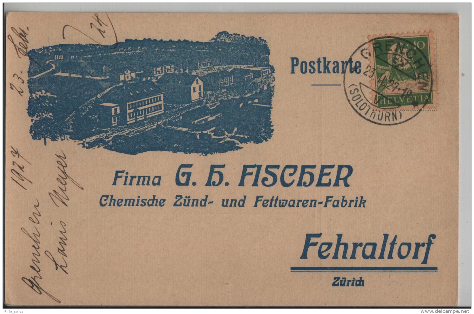 Fehraltorf - Firma G.H. Fischer Chemische Zünd- Und Fettwaren-Fabrik - Stempel: Grenchen - Fehraltorf