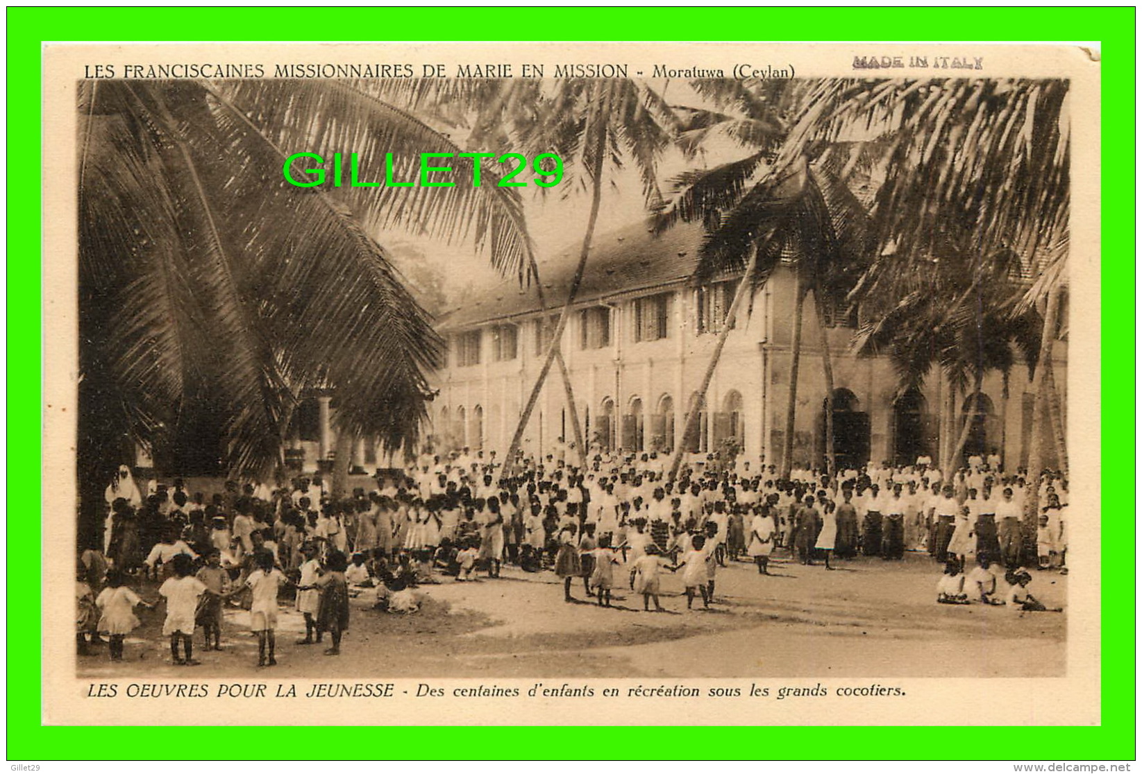 MISSIONS - LES FRANCISCAINES MISSIONNAIRES DE MARIE EN MISSION, MORATUWA - ENFANTS EN RÉCRÉATION SOUS LES COCOTIERS - - Missions