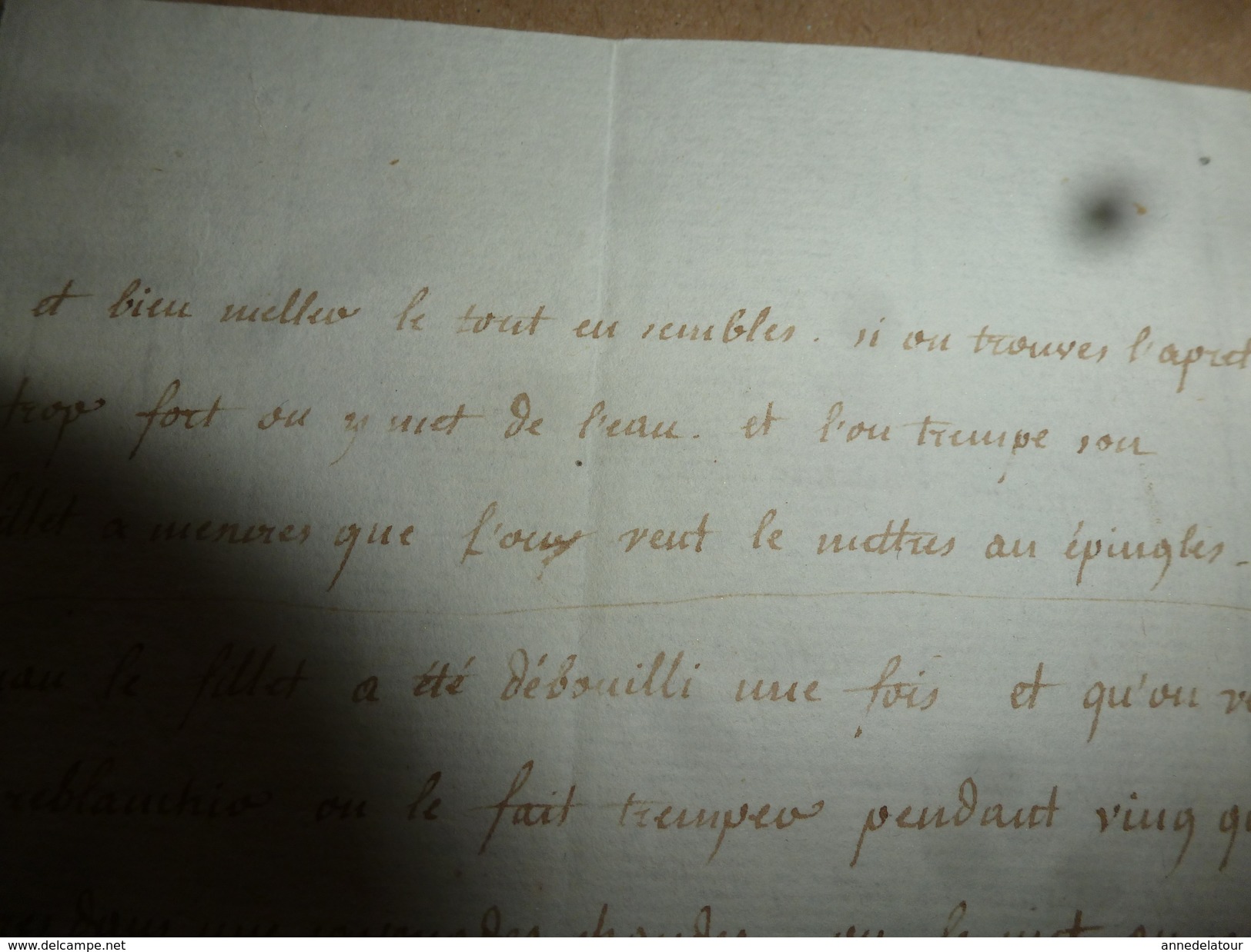 Années 1800 : RECETTE Pour Blanchir Et Débrouiller Le FILLET DE SOIE  (filet De Soie) - Manuscritos