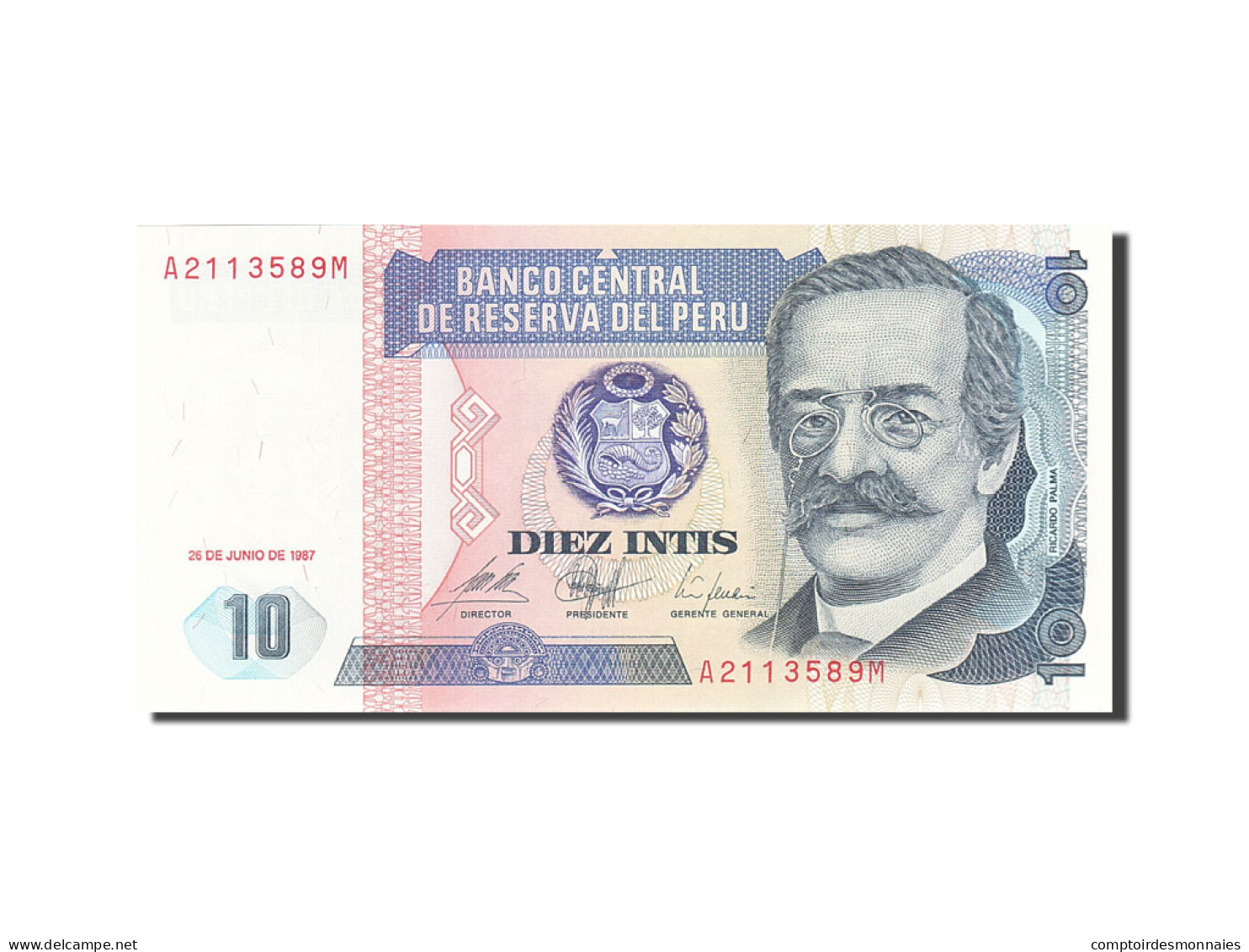 Billet, Pérou, 10 Intis, 1985-1991, 1987-06-26, KM:129, SPL - Pérou