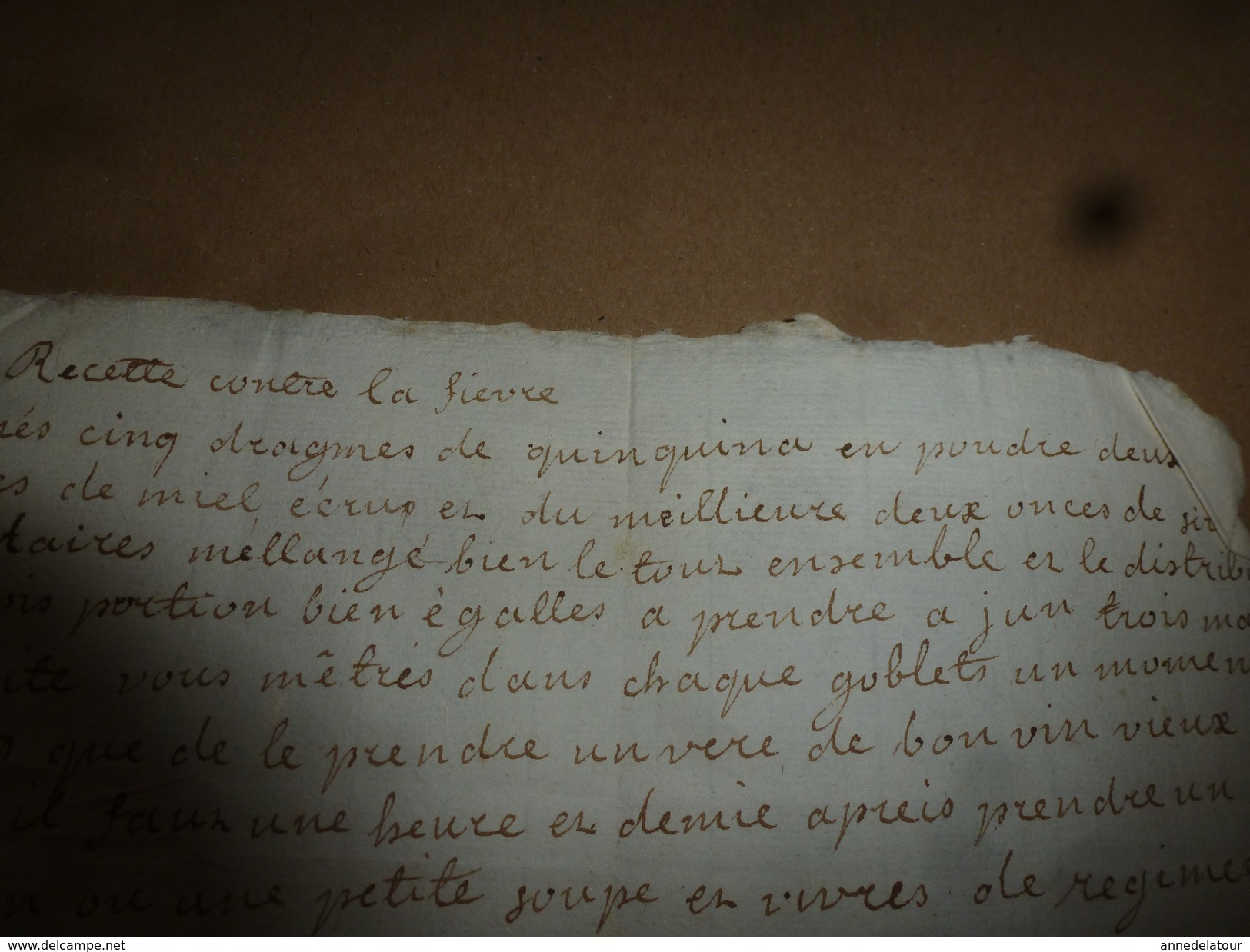 Avant L'année 1800 RECETTE  (remède) Contre La FIEVRE - Manuskripte