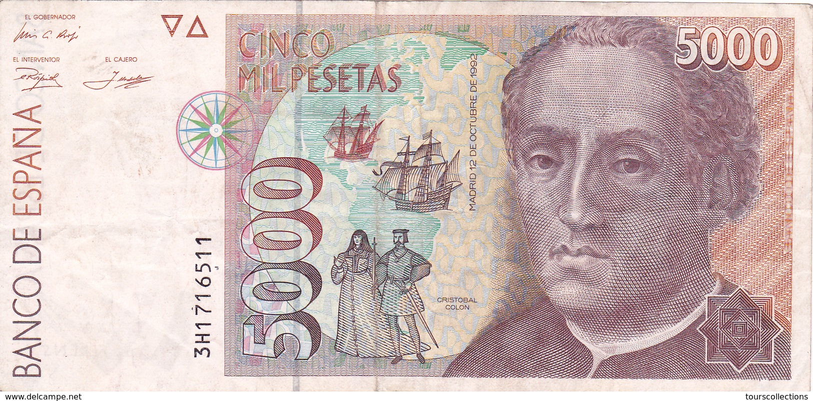 Billet ESPAGNE 5000 Pesetas Cristobal COLON TTB De 1992 @ PICK 165 @ Christophe COLOMB - [ 4] 1975-… : Juan Carlos I