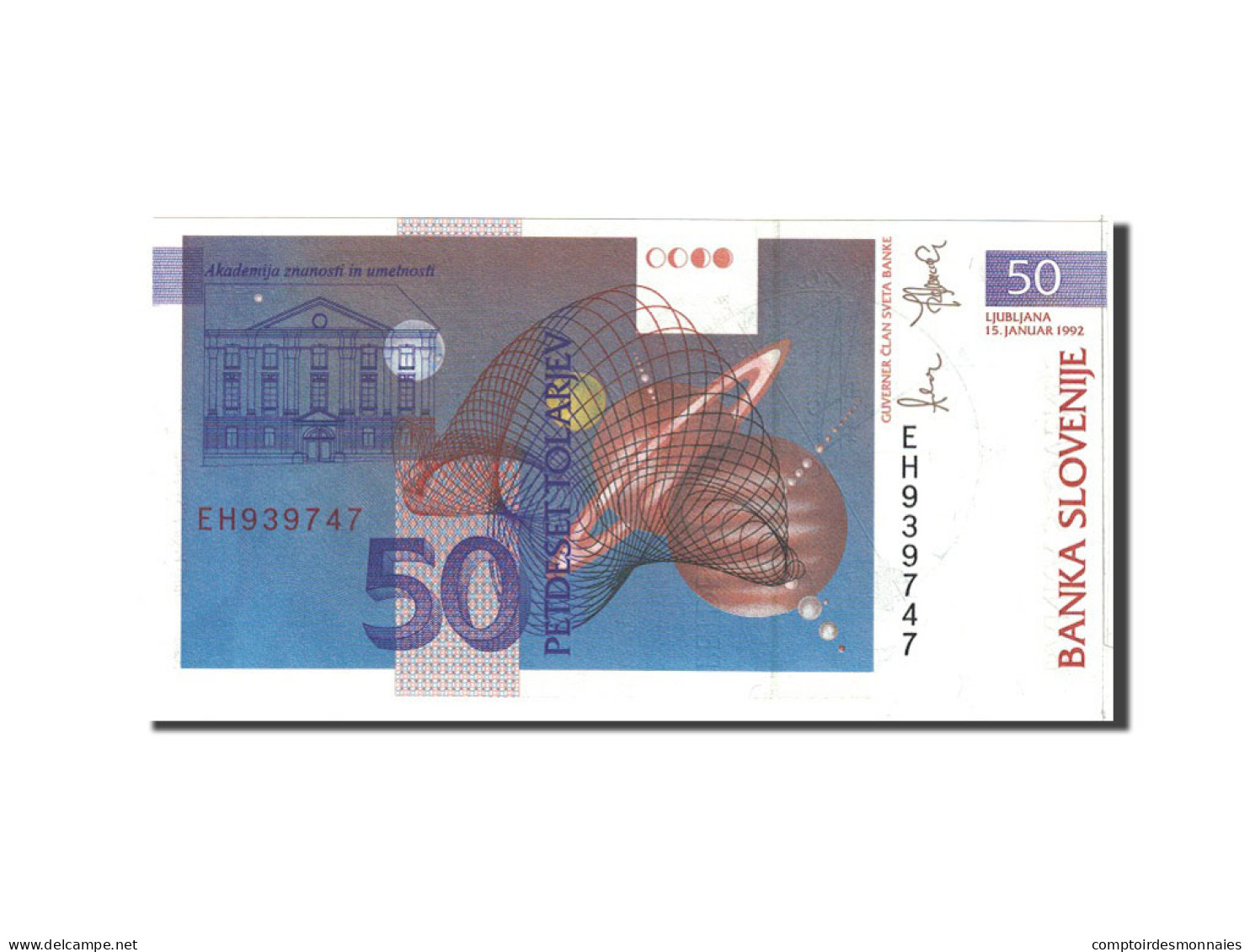 Billet, Slovénie, 50 Tolarjev, 1992, 1992-01-15, KM:13a, NEUF - Slovenia