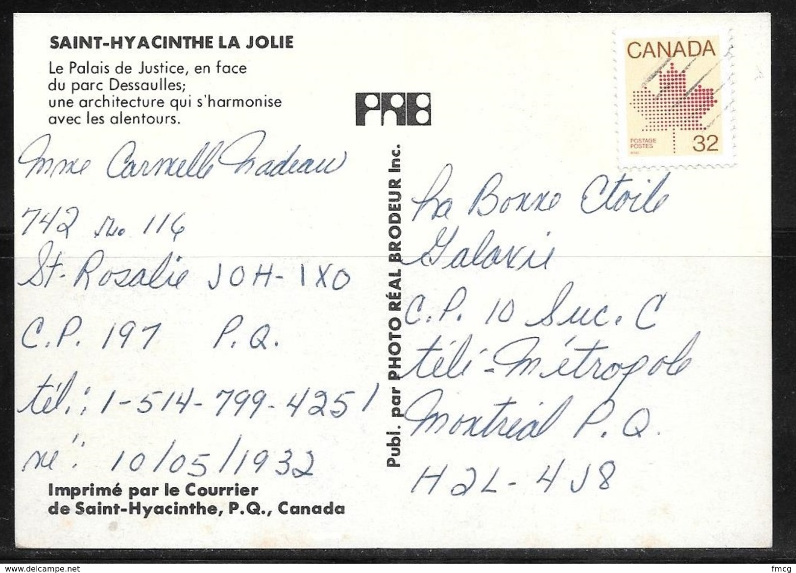 Canada, Quebec, Saint Hyacinthe La Jolie, Mailed - St. Hyacinthe