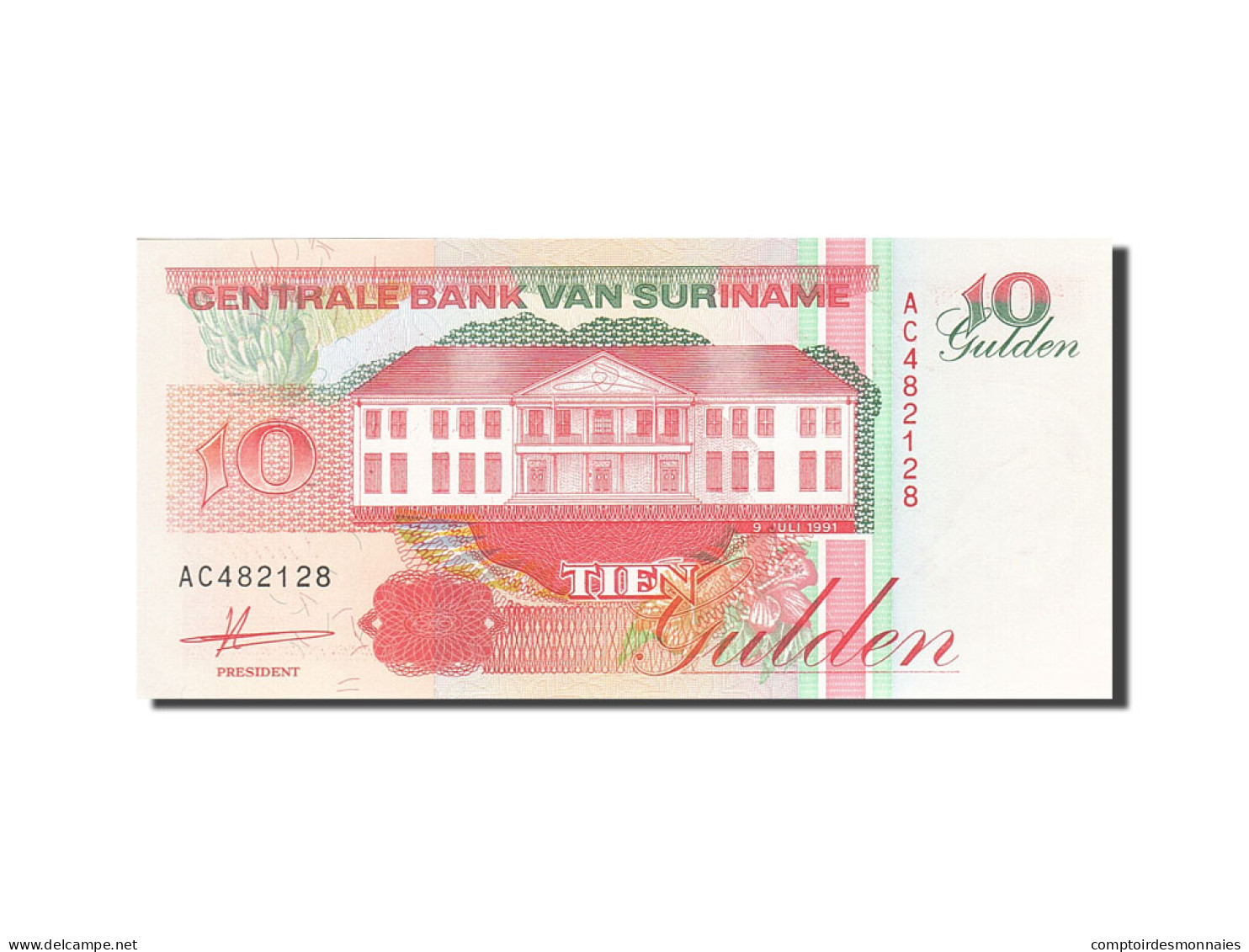 Billet, Surinam, 10 Gulden, 1991-1997, 1991-07-09, KM:137a, NEUF - Suriname