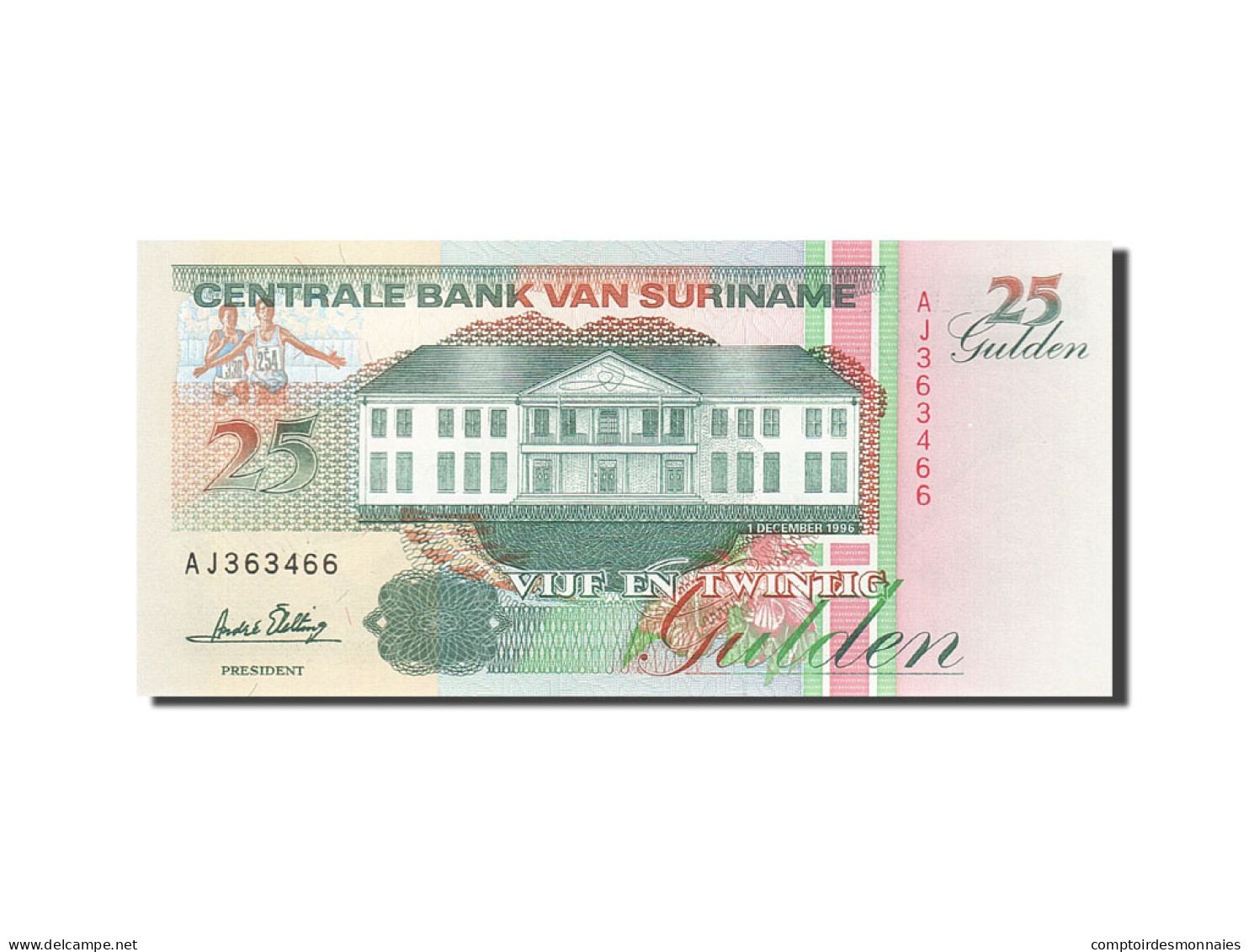Billet, Surinam, 25 Gulden, 1991-1997, 1996-12-01, KM:138c, NEUF - Surinam