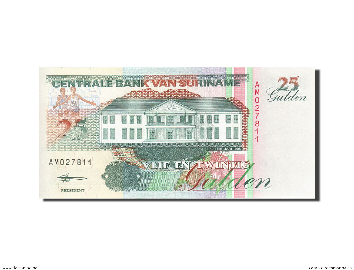 Billet, Surinam, 25 Gulden, 1991-1997, 1998-02-10, KM:138d, NEUF - Surinam