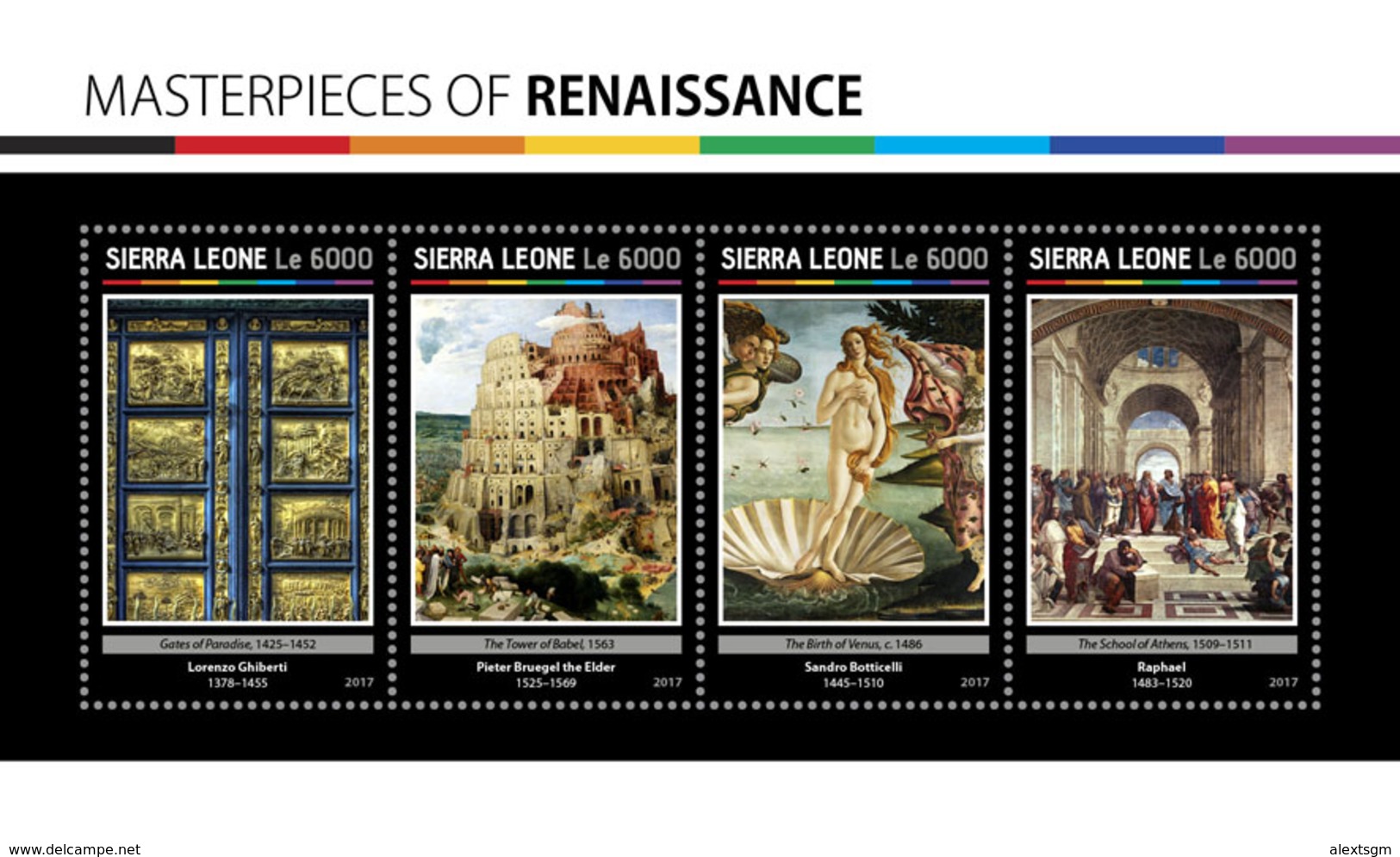 SIERRA LEONE 2017 - Renaissance: Bruegel, Botticelli, Raphael. Official Issue. - Other & Unclassified