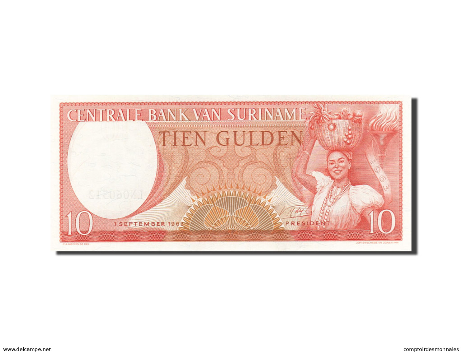 Billet, Surinam, 10 Gulden, 1963, 1963-09-01, KM:121, NEUF - Suriname