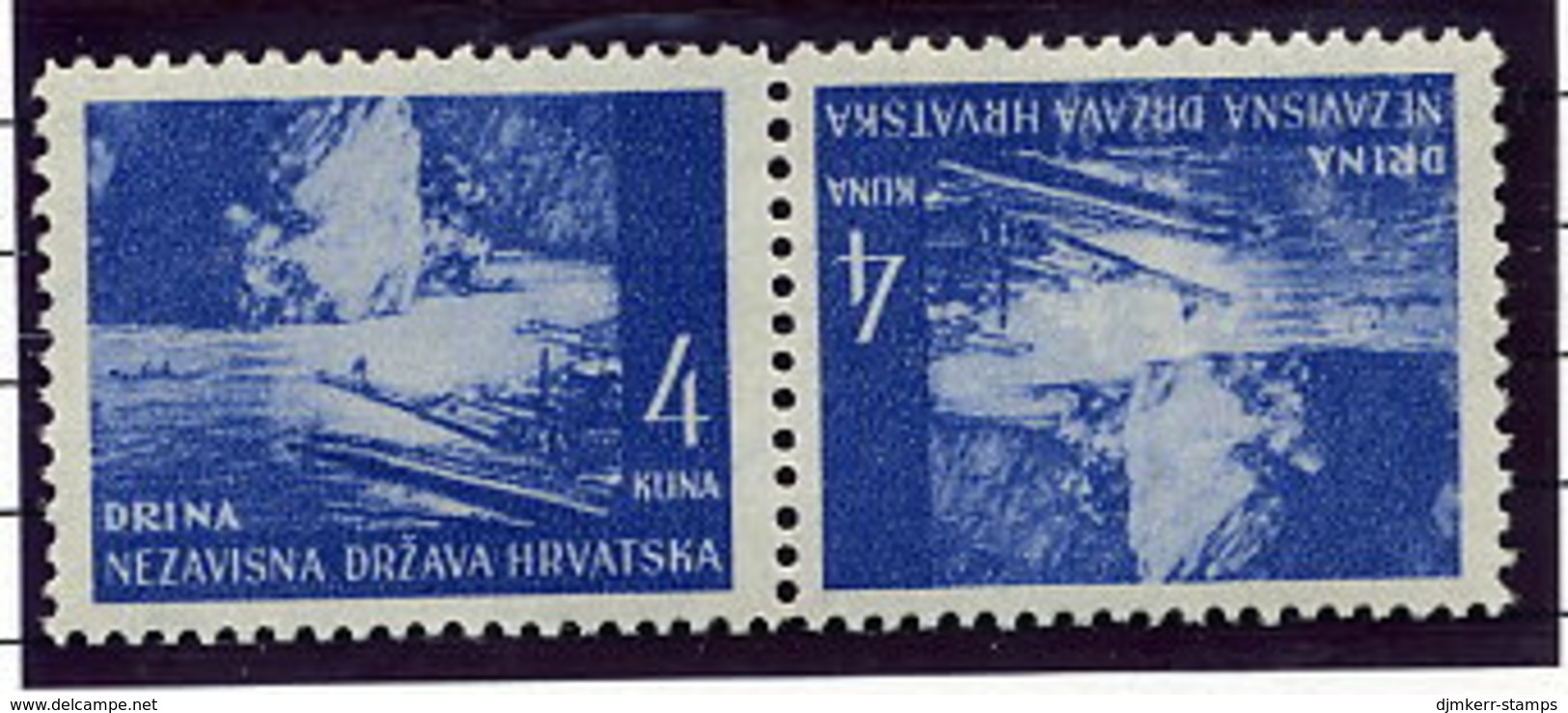 CROATIA 1941 Landscape Definitive 4 K. Tete-beche Pair MNH / **.  Michel 54K - Croatia