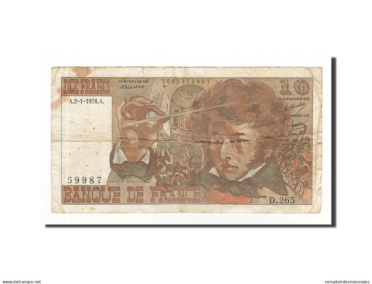 Billet, France, 10 Francs, 1976-01-02, TB, Fayette:F63.16, KM:150c - 10 F 1972-1978 ''Berlioz''