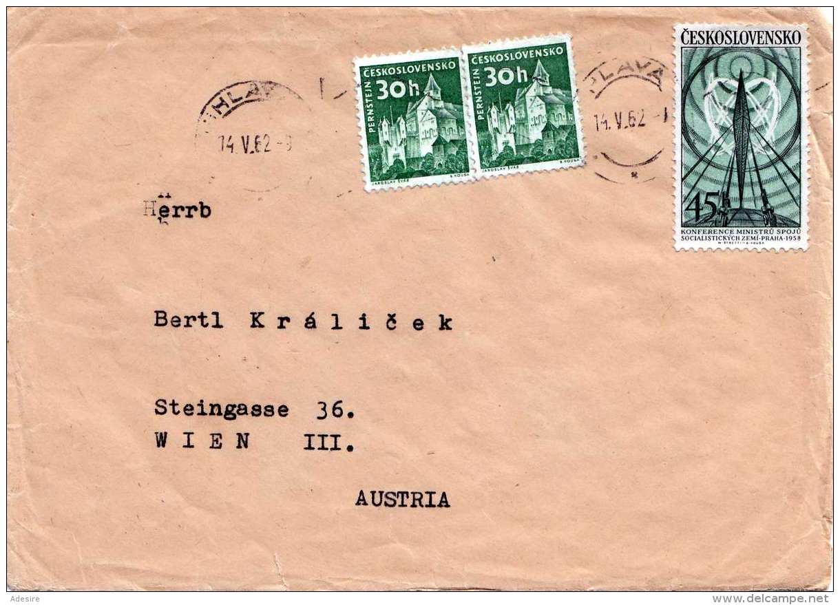 TSCHECHOSLOWAKEI 1962 - 3 Fach Frankierung Auf Brief Gel.v.Jihlava Nach Wien - Sonstige & Ohne Zuordnung