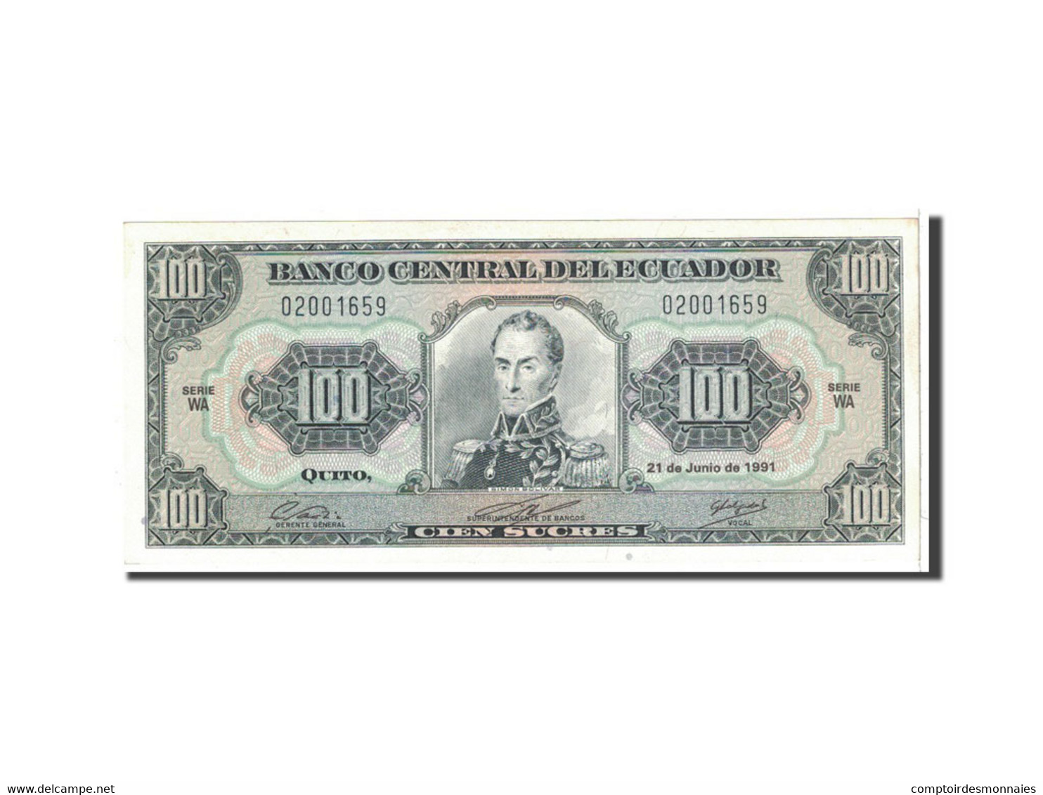 Billet, Équateur, 100 Sucres, 1991, 1991-06-16, KM:123Aa, SPL - Ecuador