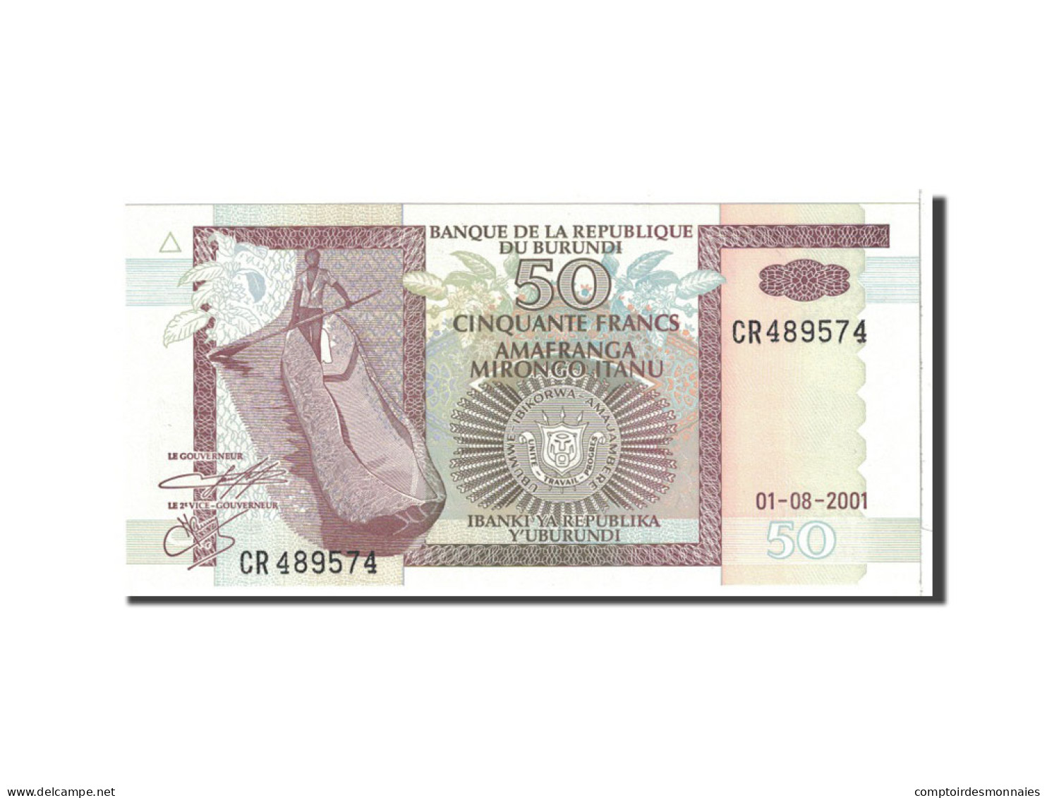 Billet, Burundi, 50 Francs, 2001, 2001-08-01, KM:36c, NEUF - Burundi